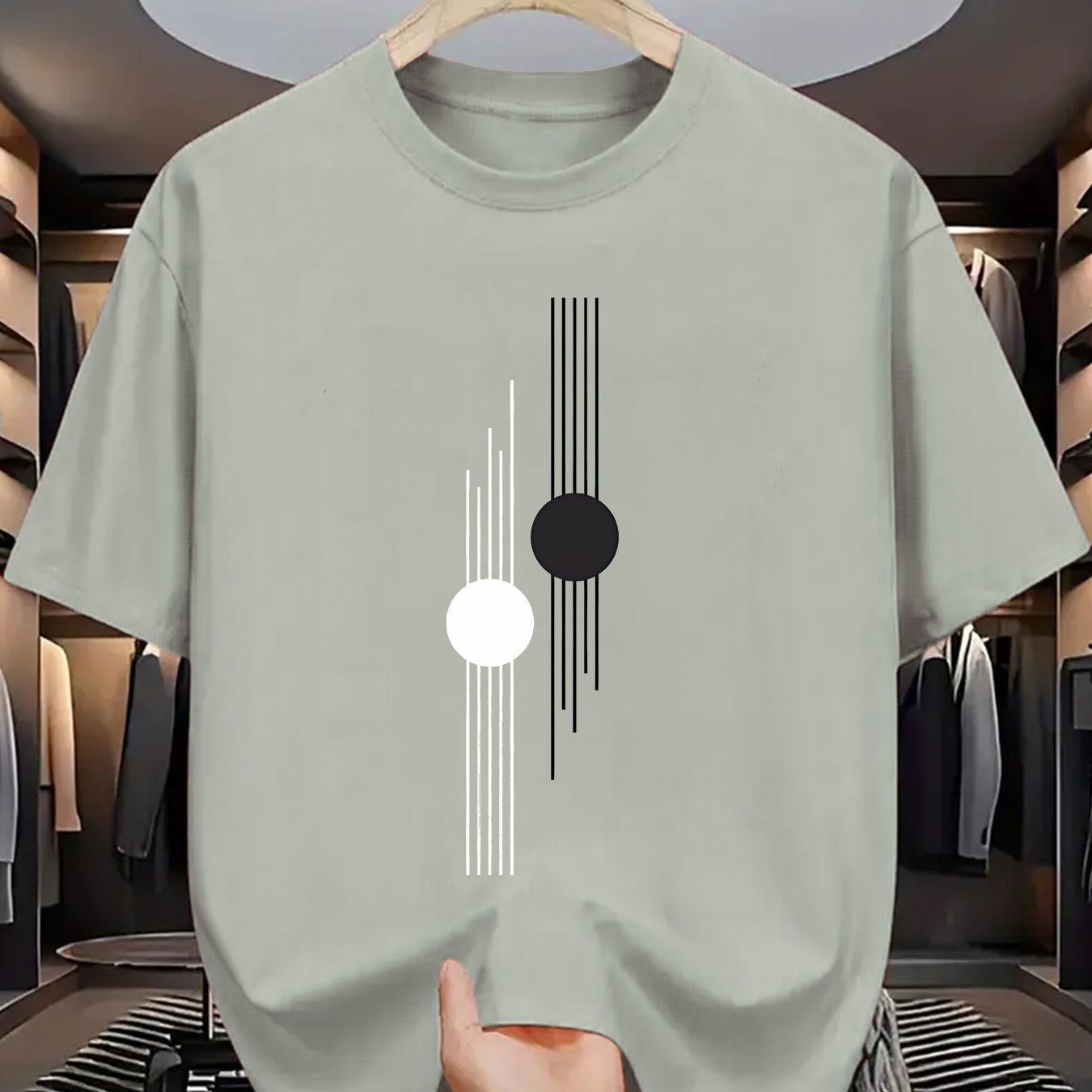 TEMU Trendy Printed T Shirts For Men, Regular Standard Fit Comfortable Short Sleeve Casual Tee, Versatile Outfit Top