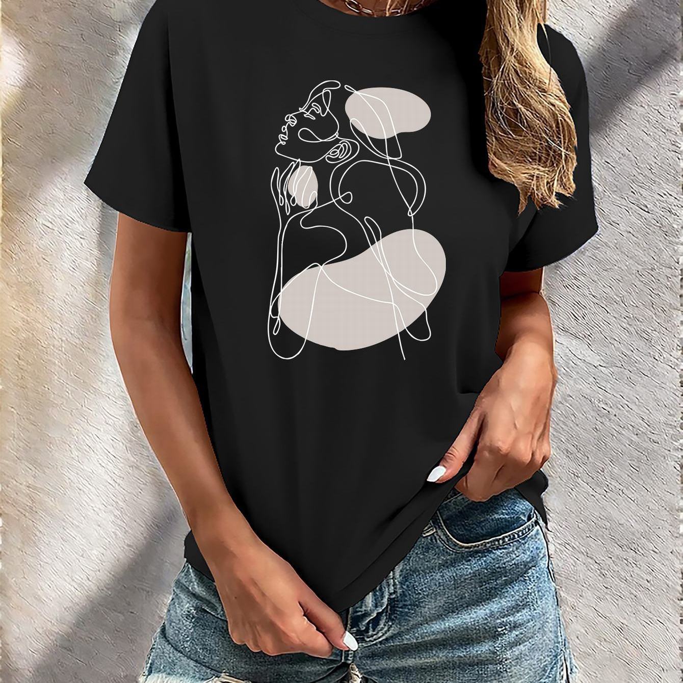 Dames T-shirt zomer vintage ronde hals T-shirts korte mouwen print ronde hals bovenstuk casual losse blouse shirt korte mouwen losse T-shirt tops basic korte mouwen shirt dames, roze, L
