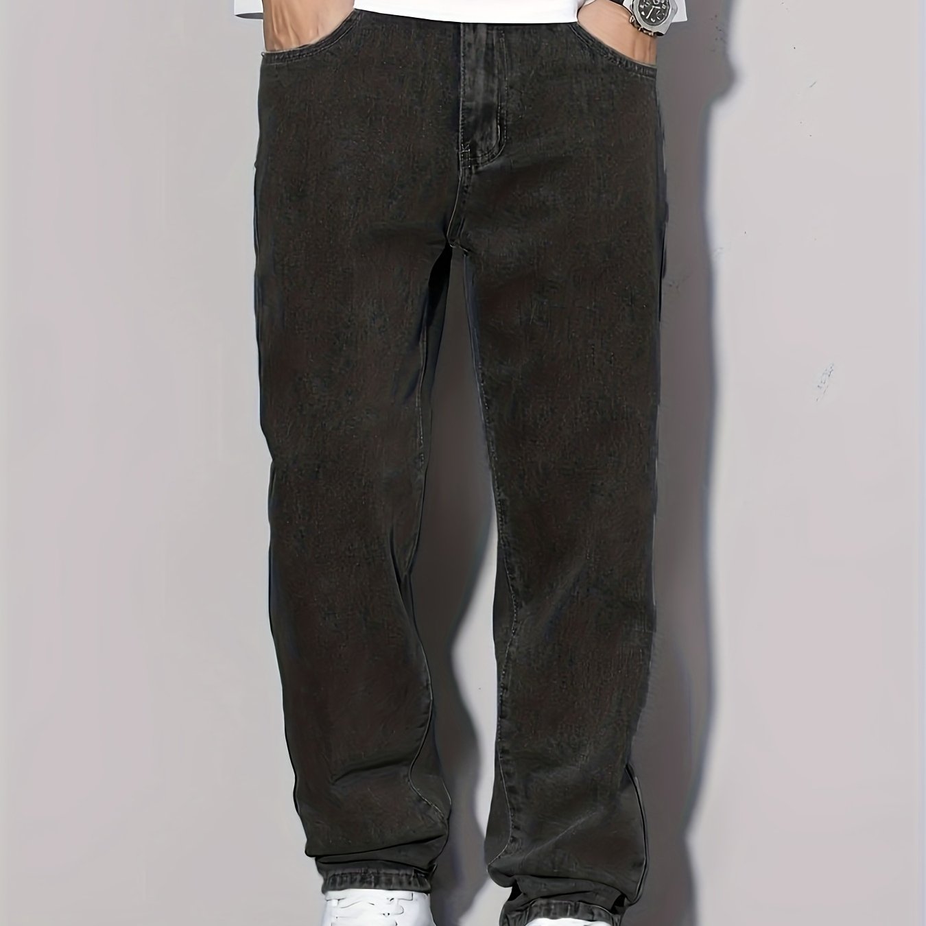 Men's Casual Wide-leg Jeans - Comfortable Cotton Blend, Striped, Nox-stretch Denim For