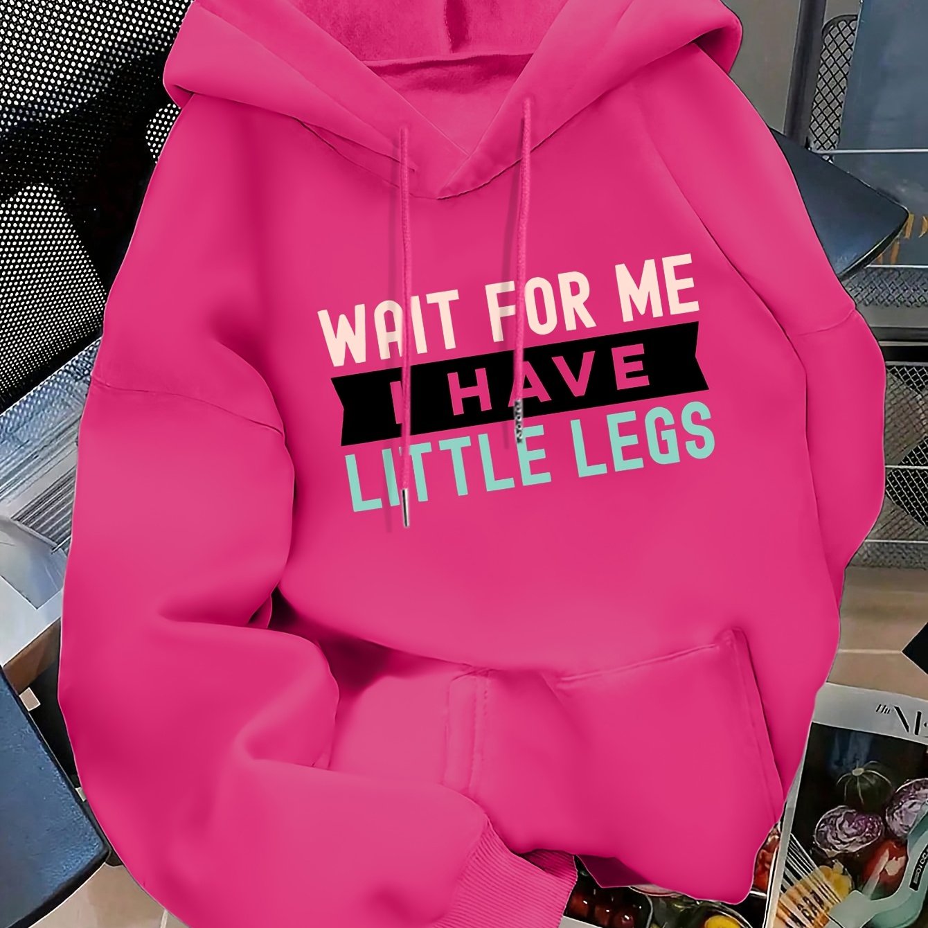 TEMU Women's Fashionable Hoodie With I Have Little Legs Letter Print On The Pocket Of The Kangaroo Style, Women' Sweatshirt, Fall/winter Style, Long