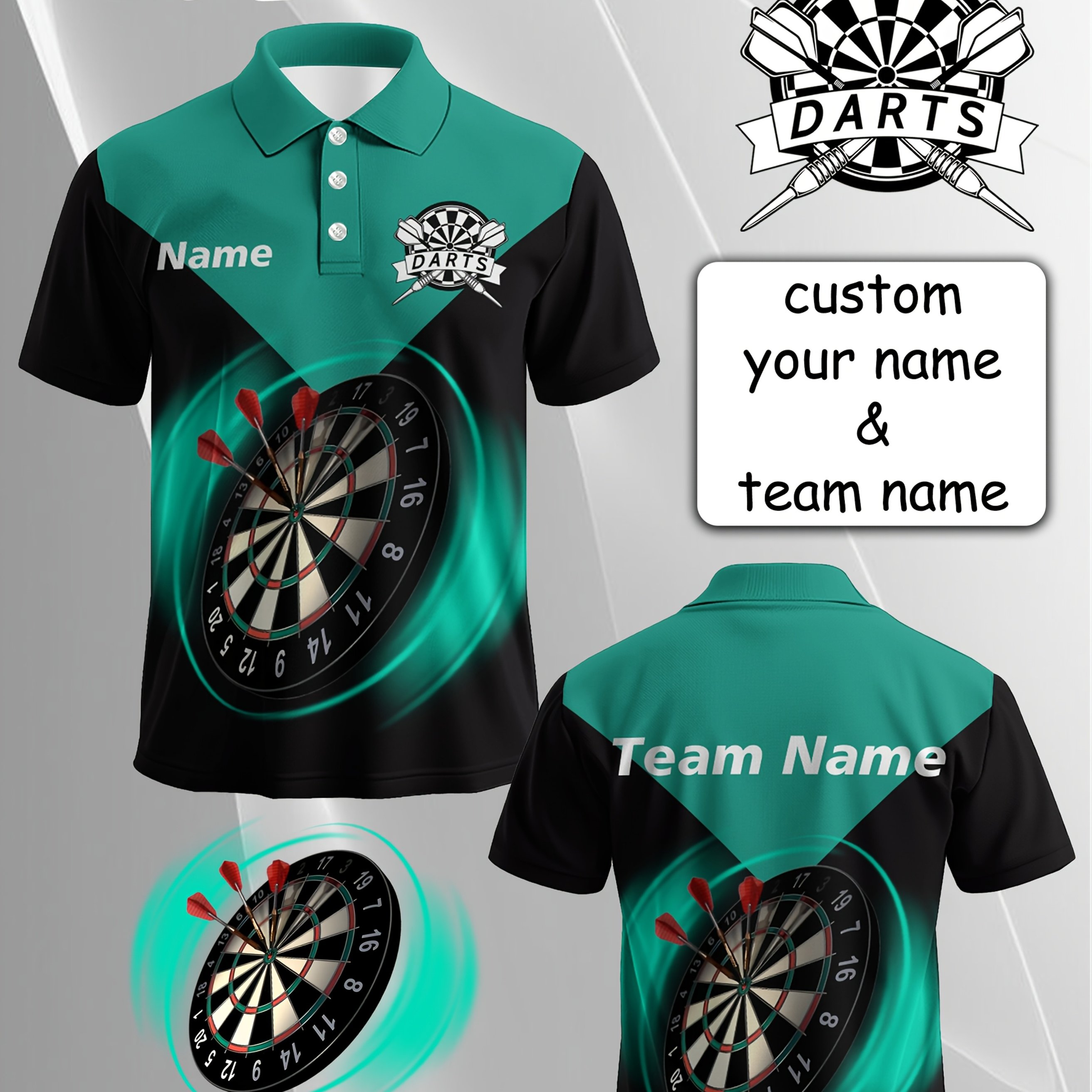 TEMU Men's Darts Customized Large Size Shirt | Personalized 3d Printing + Name Team Customization | Polyester Fiber Is Breathable And Quick-drying |