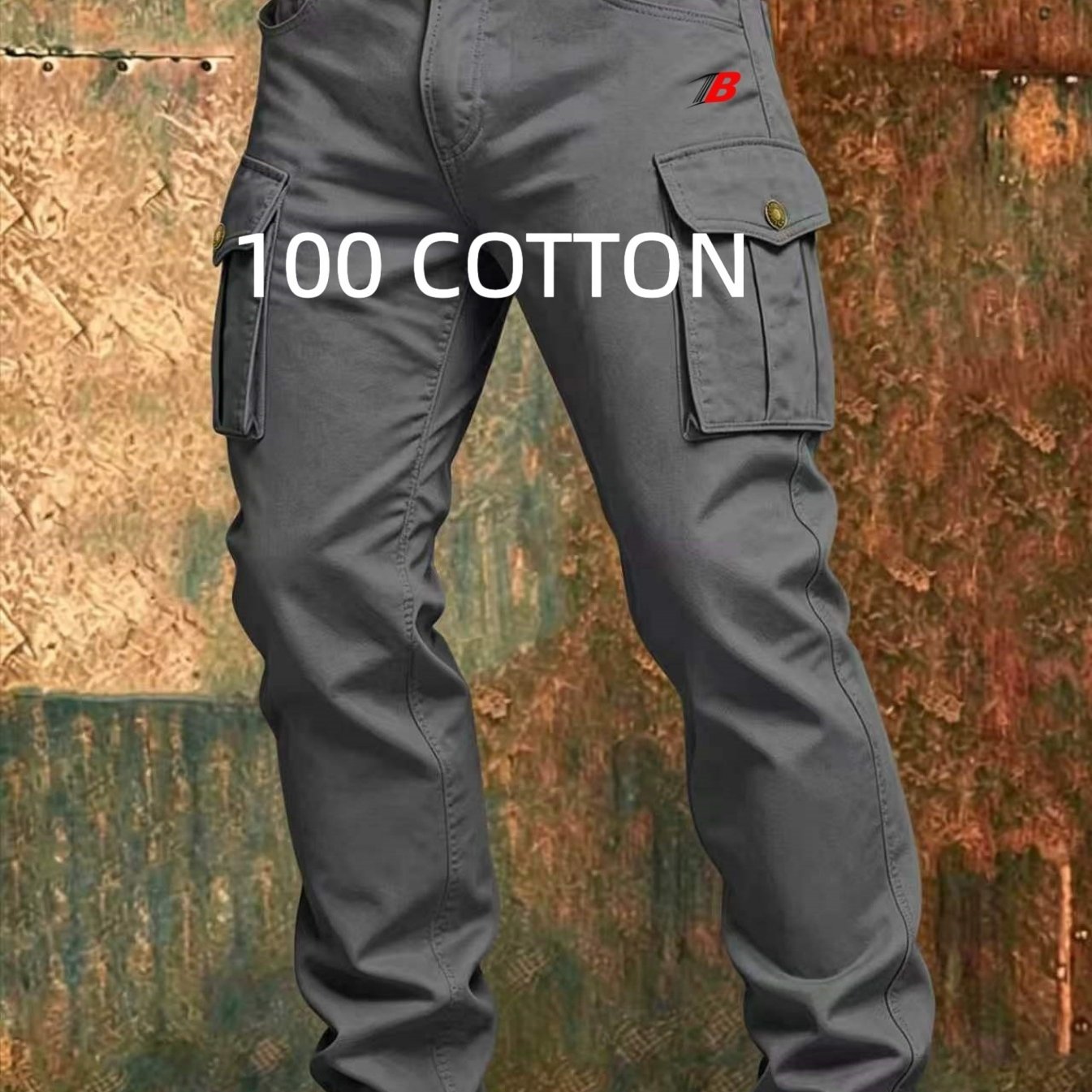 Image of Men's 100% Cargo Pants. Multi- Design. Casual Athletic Cargo Trousers. Suitable For Hiking Outdoor Sports And Travel. Suitable For Daily Commuting And Camping Trips, Plus Size