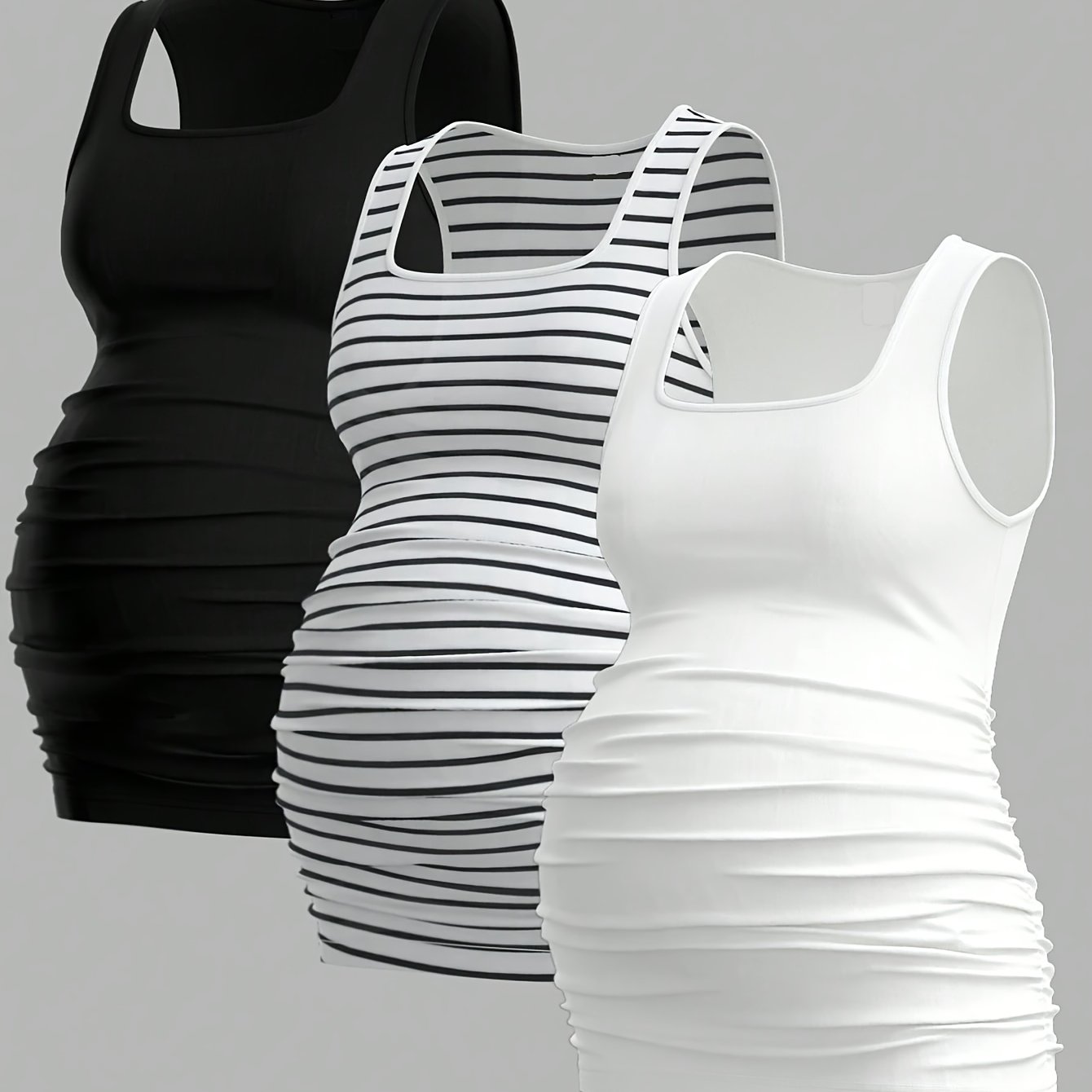 E-shop 3-teiliges Maternity Casual Westen-Set, Damen Schwangerschafts-T-Shirt