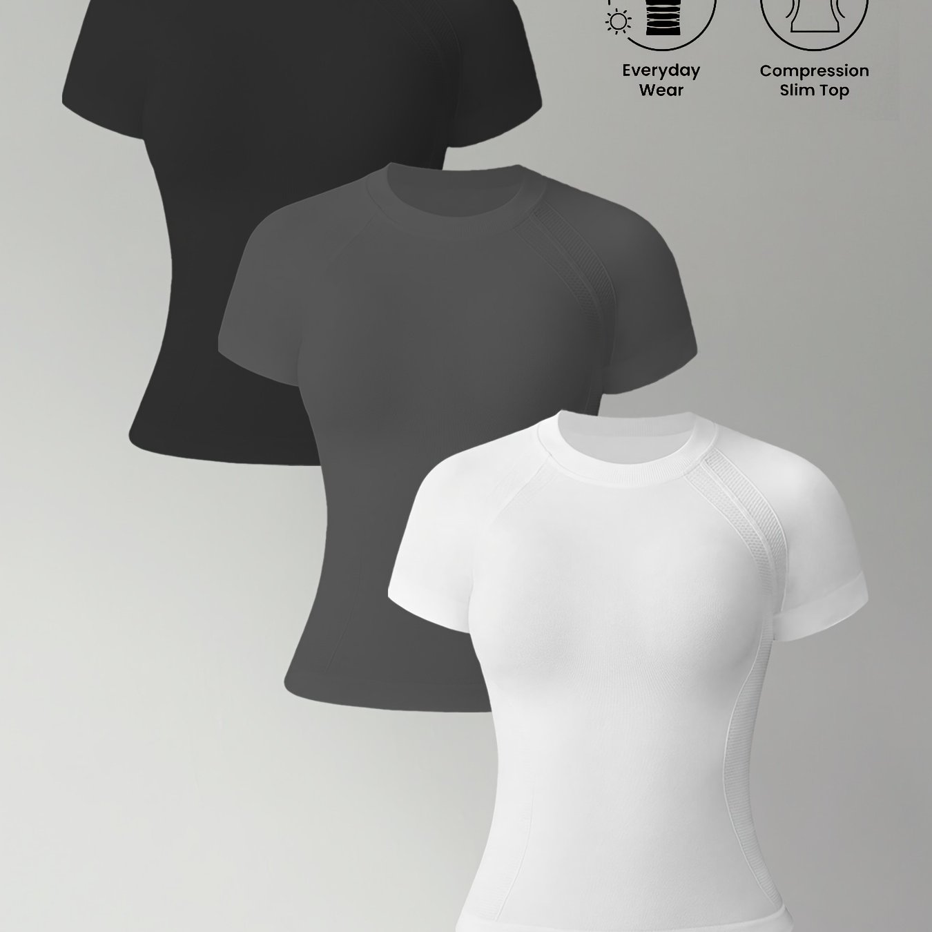 TEMU 3pcs Set Of Solid Color Casual 's Athletic Short Sleeves, Elastic Breathable Soft Workout Fitness Short Sleeves, Women's Yoga Athletic T-shirts