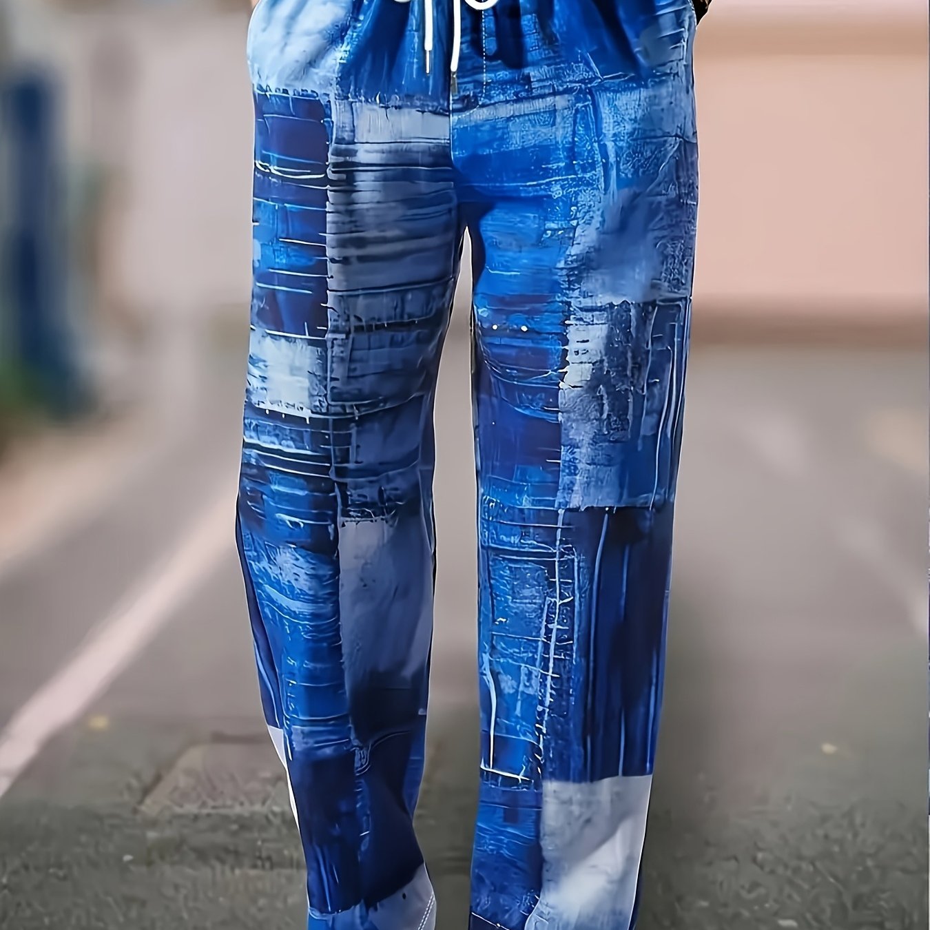 TEMU Men's Plus Size Joggers With Drawstring Waist - Comfortable Outdoor Sports Pants Suitable For Jogging, Gym & Casual Wear, Machine Washable