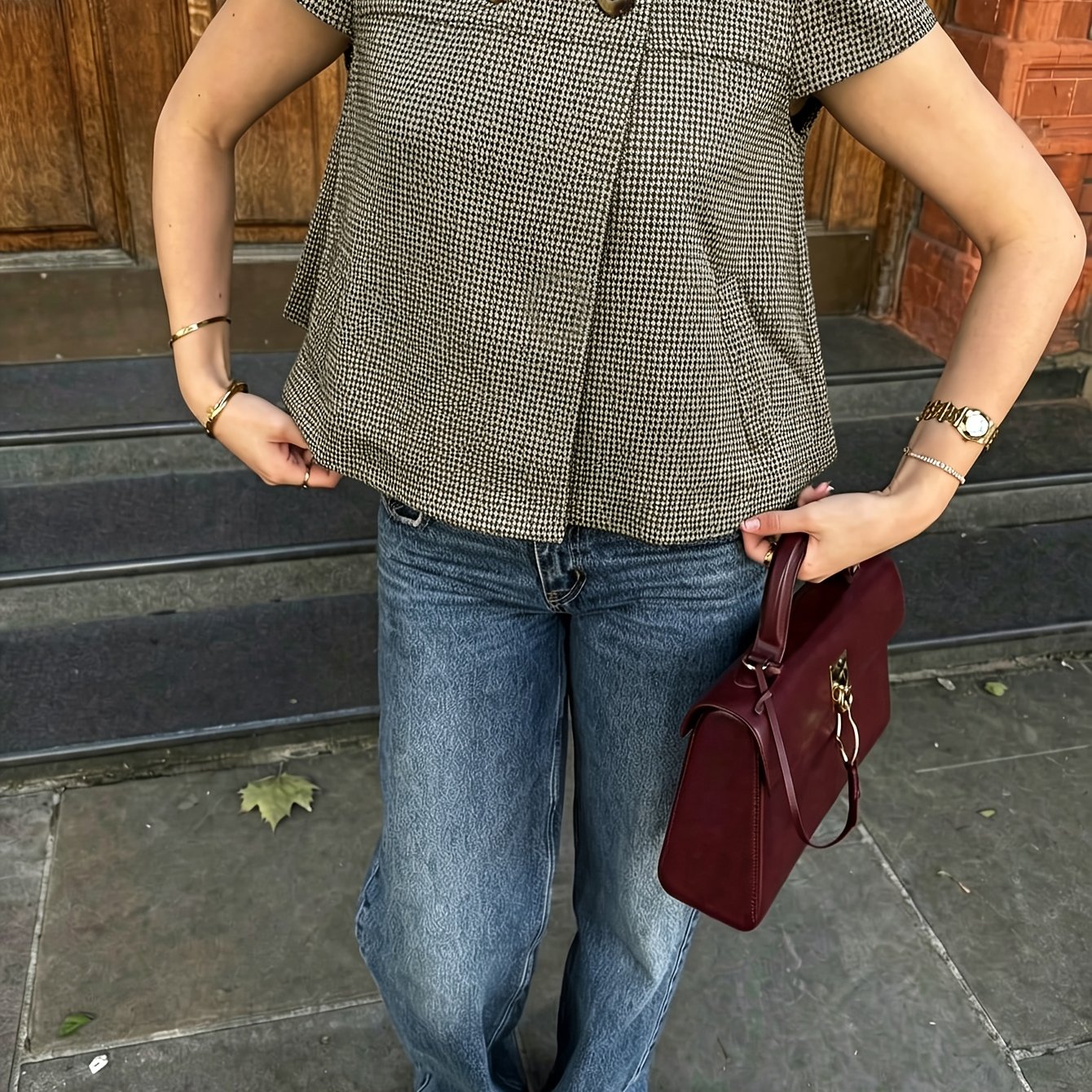 TEMU 2026 Autumn New Women's Retro Peter Pan Collar Short Jacket, Puff Sleeve Double-breasted Loose A-line Short Sleeve Vest Top
