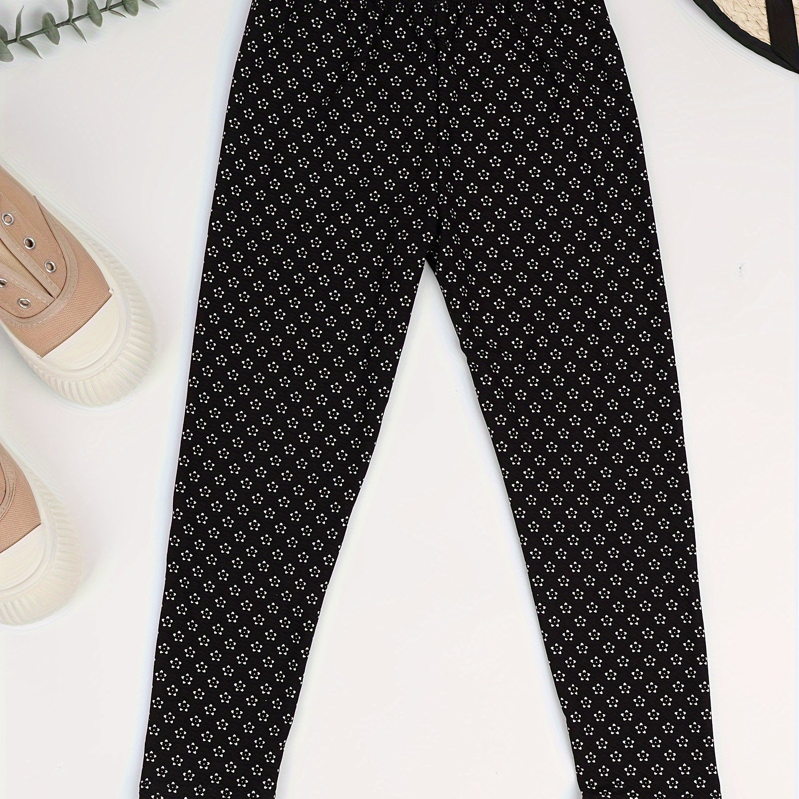 Image of Softmilk Girls' Stretchy Floral Print Leggings - , High-elasticity, Cropped Pants For
