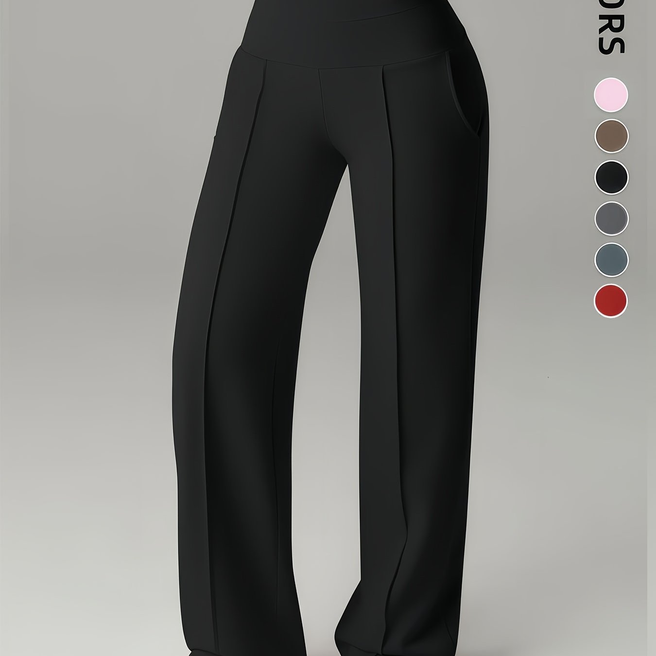 Women's Plus Size Lounge Wear Straight Wide-leg Pants, Casual Quick-dry With Pockets Women&; Stretch Leggings High-waist Base Layer