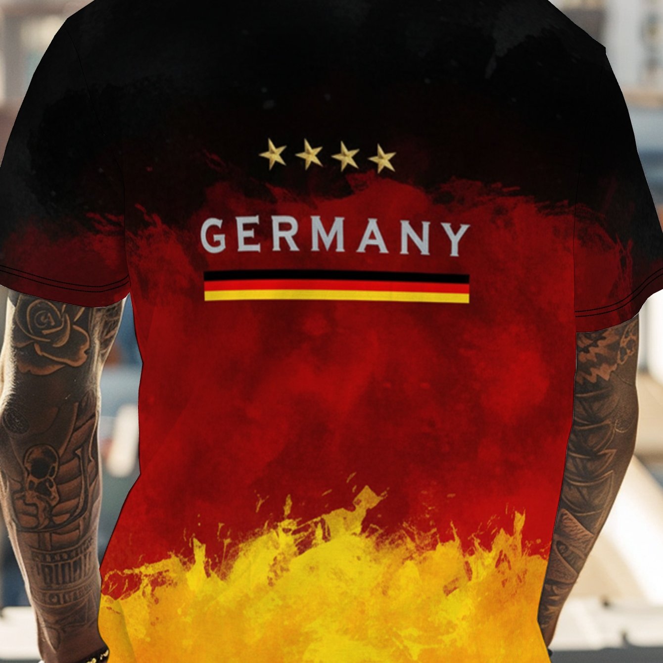 Image of German Men's T-shirt With 3d Digital Pattern Printing, Featuring Neck And Short Sleeves, Plus Size