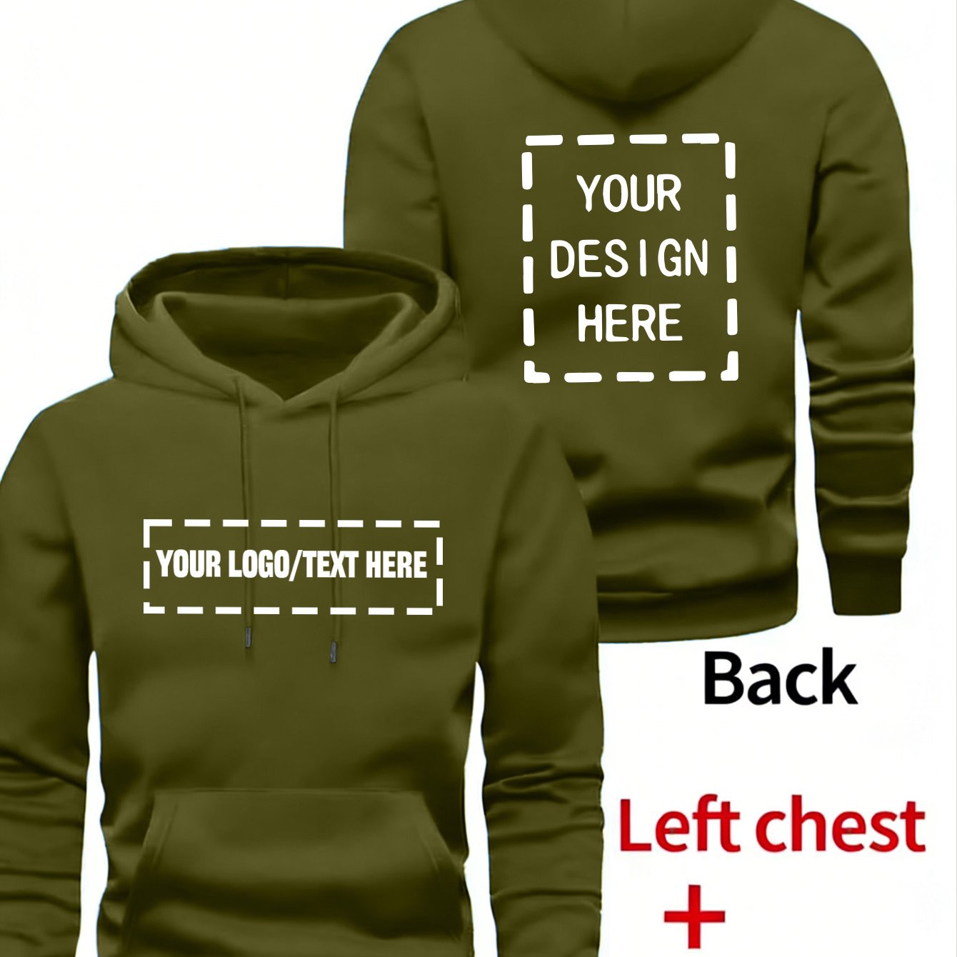 TEMU Custom Diy Men'-sided Front And Back Print Autumn/ Hooded Sweatshirt, Comfortable, Casual, And Versatile Pullover Hoodie, Suitable For Daily And