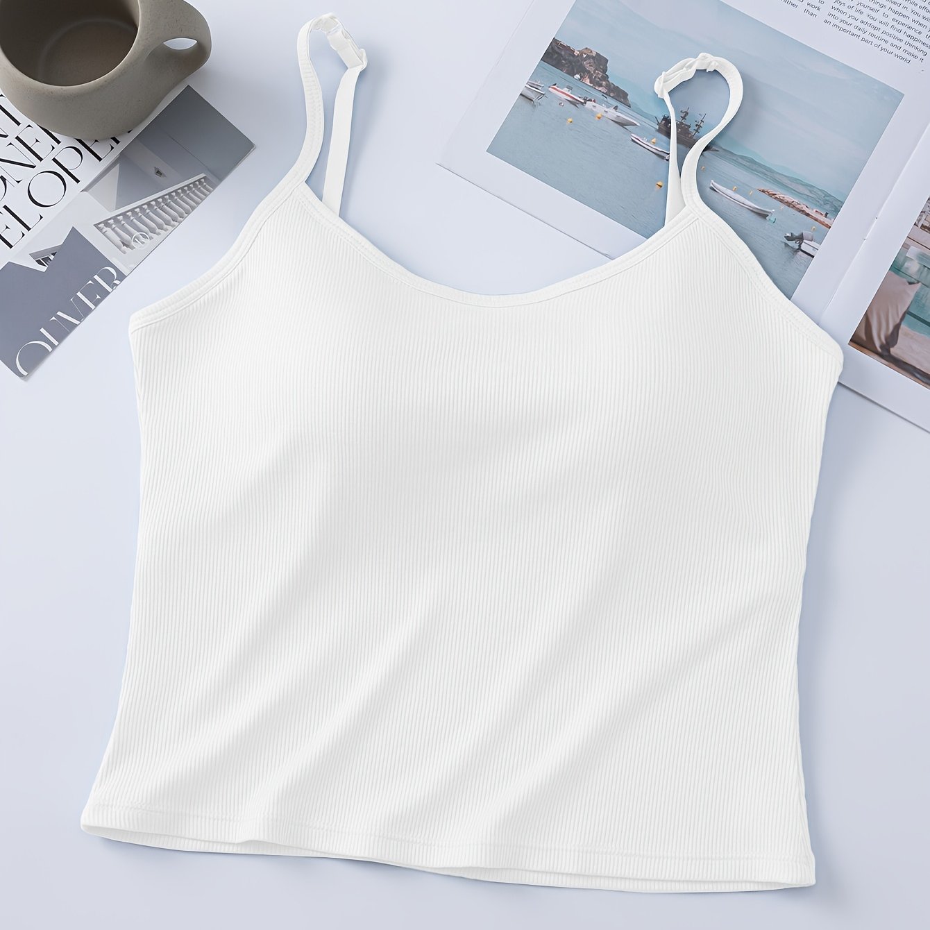 E-shop 1 Stück Damen Casual Bodycon Cropped Top Camisole mit Push-Up-BH