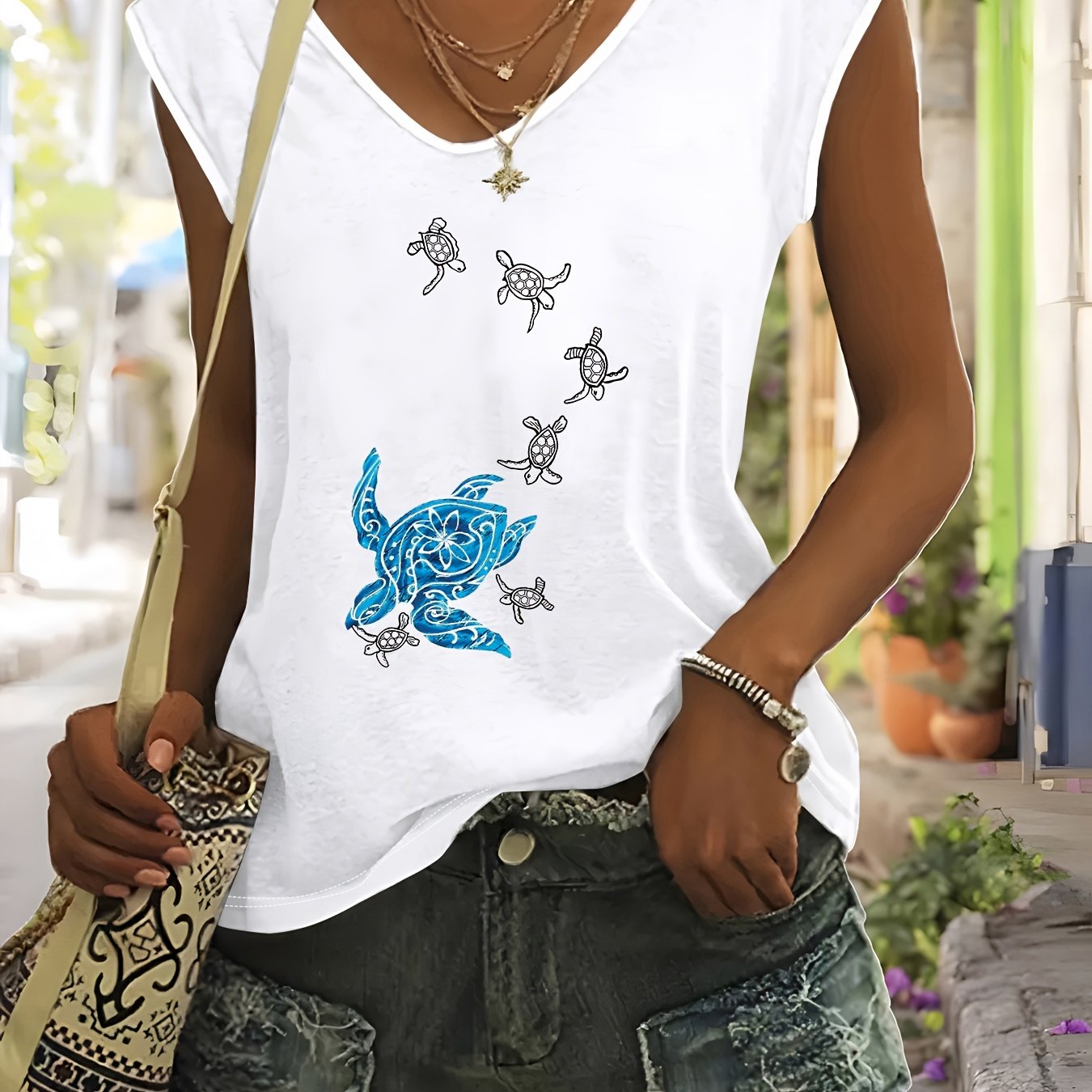 TEMU Débardeur Grande Taille pour Femme à Col en V et Manches Courtes, T-shirt Décontracté Manches, Col en V, Longueur Régulière, Tissu Léger et