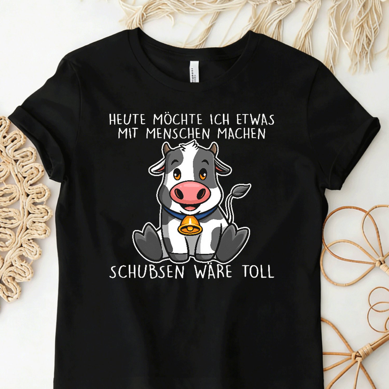 Cute Cow Today I Want To Push People Funny Sarcastic Quote For Men Women Unisex Funny T-shirt