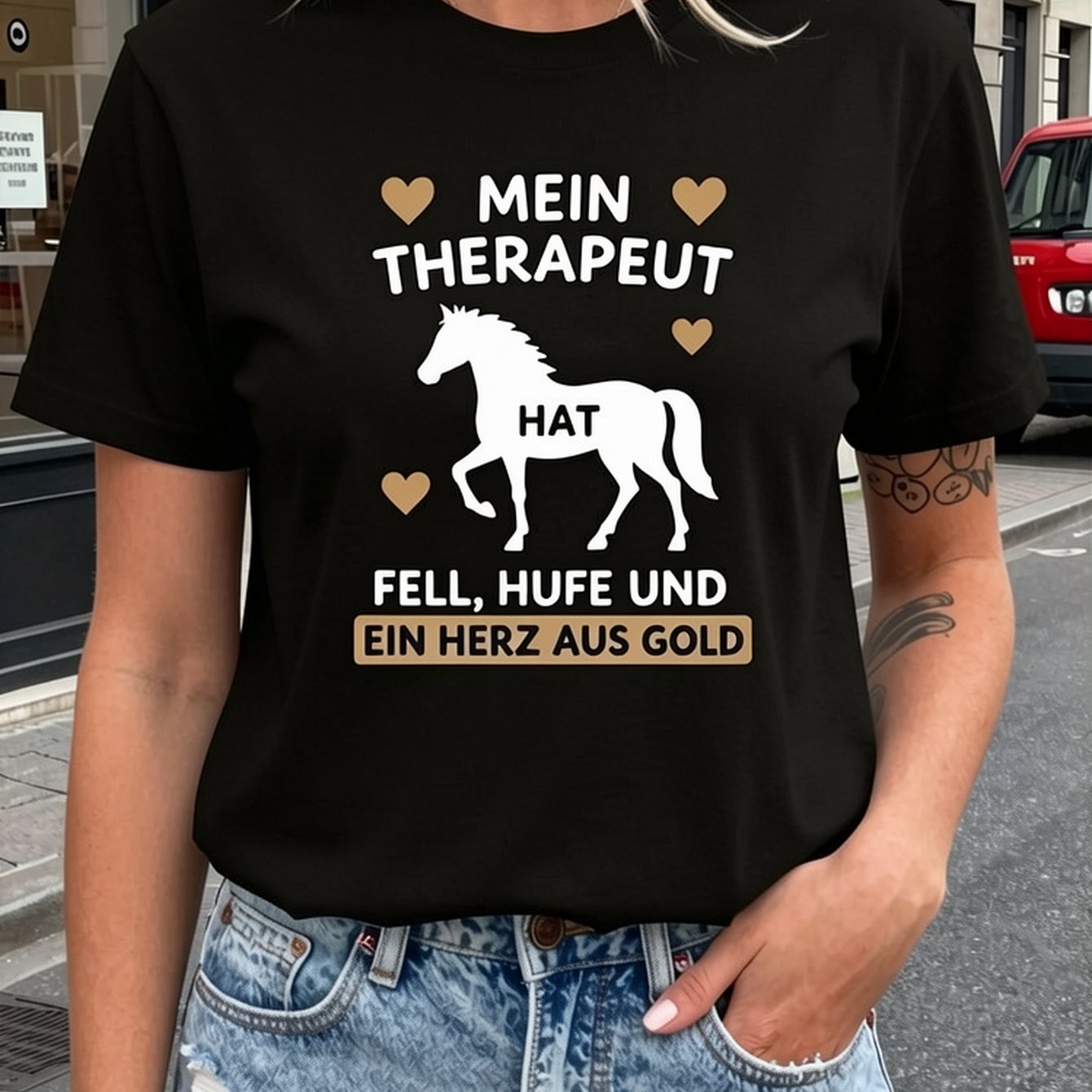 Image of Teediy Women's German Quote T-shirt - 100% Short Sleeve Round Neck Top Graphic & German , Machine Washable Casual Blouse Suitable For - Wear, Everyday Outfits, German Text