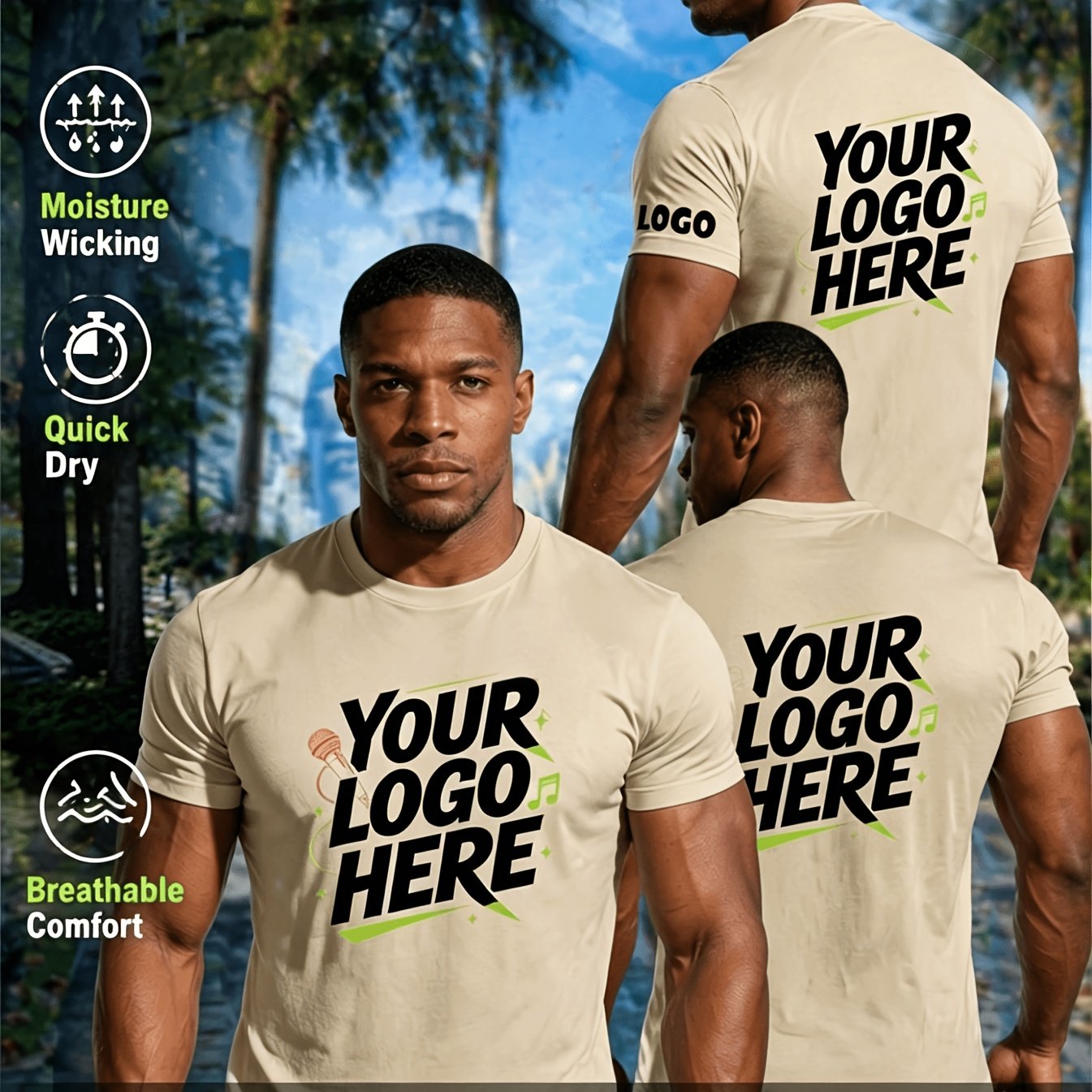 TEMU Camiseta Personalizada para Hombre, Transpirable, de Manga Corta para Fitness, para Entrenamiento de Running - Se Pueden Añadir Fotos/Texto/ de