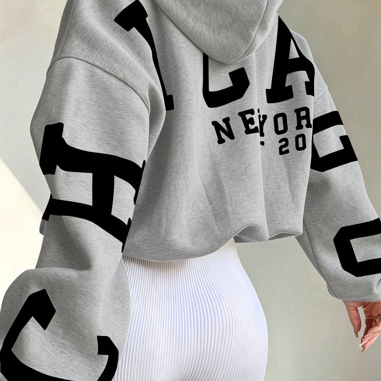 TEMU Autumn Style Women's Hooded Sweatshirt, "back Lca Large Letters " Pattern Print, Trendy Casual Daily Commute Versatile Leisure Sweatshirt, Loose