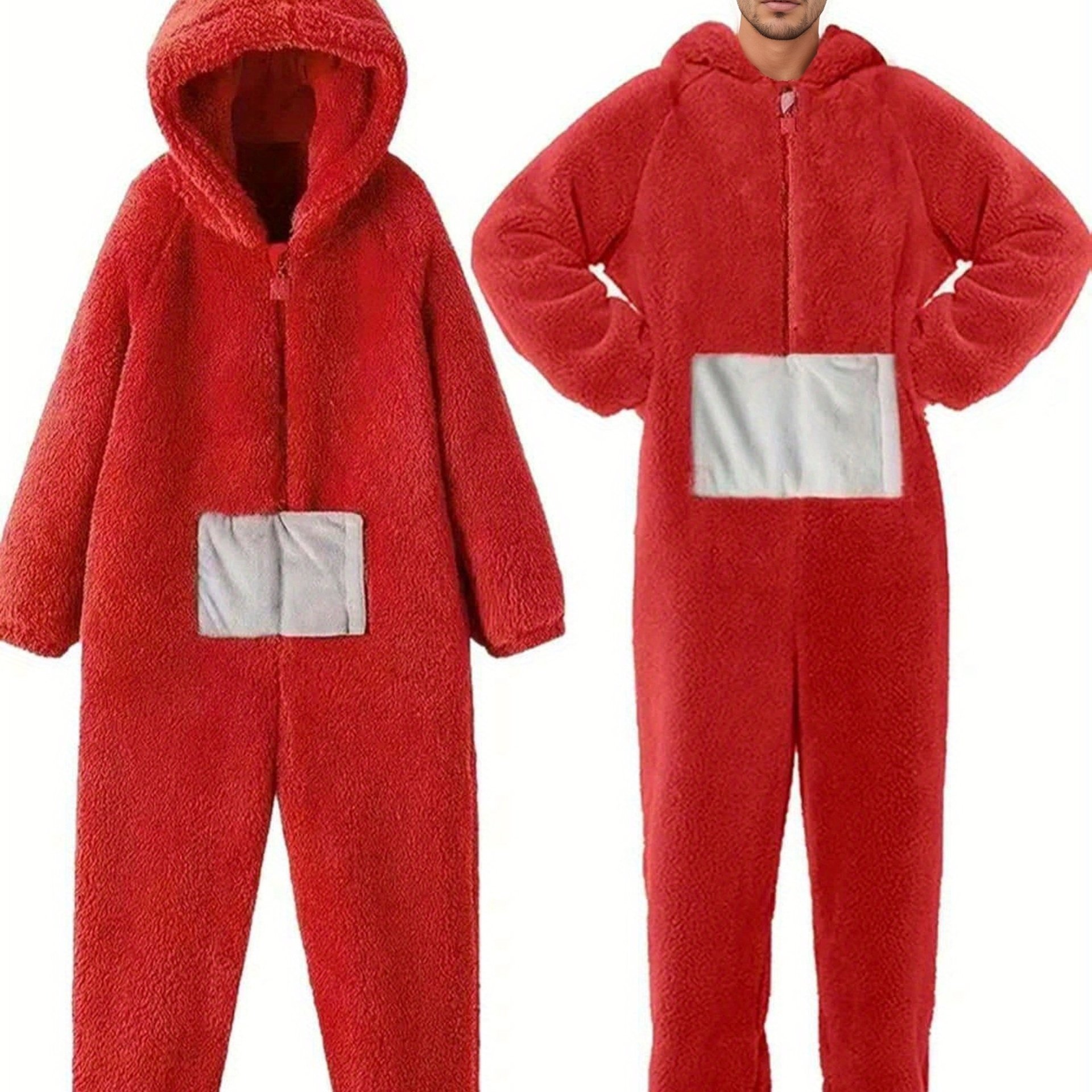 TEMU Costume Jumpsuit Hooded Flannel Adult Pajamas, Winter Wearable Blanket, Wearable Bathrobe Towel, Available, Halloween Christmas Costume Gift
