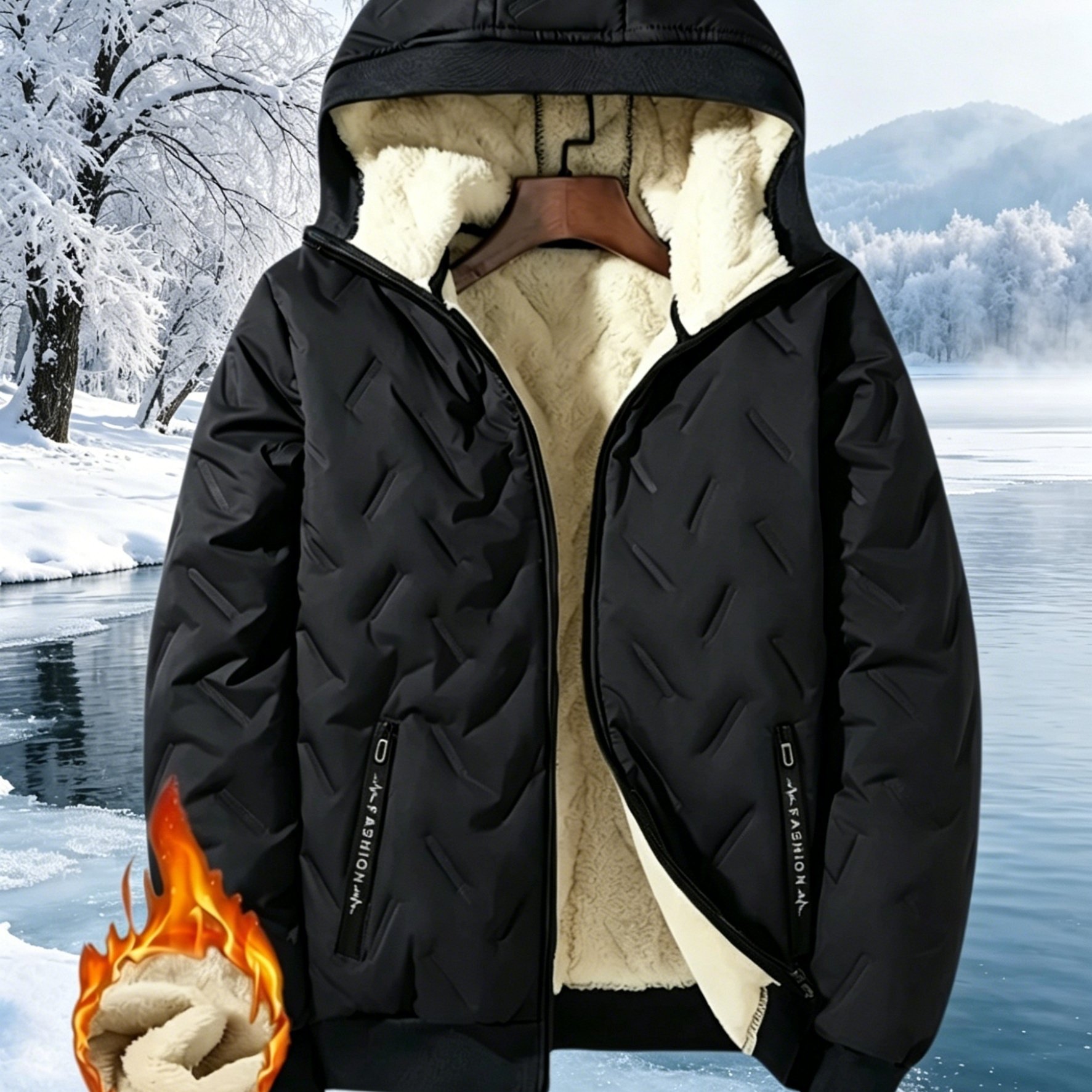 TEMU Giacca da con cappuccio, e casual, per attivit� /inverno, con tasche, zip e design con cappuccio per ciclismo, escursionismo, sci - Giacca