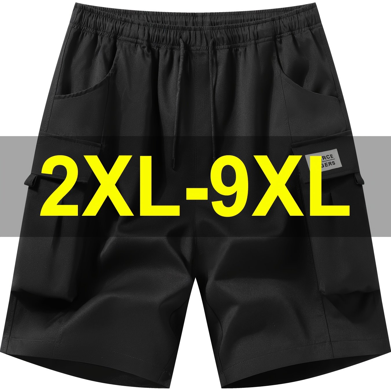 TEMU Plus Size Men's Cargo Shorts 2xl-9xl Loose Casual Athletic Solid Color Bermuda Shorts, Straight Fit Non-tight, Relaxed Bulky, Men's Cargo Shorts