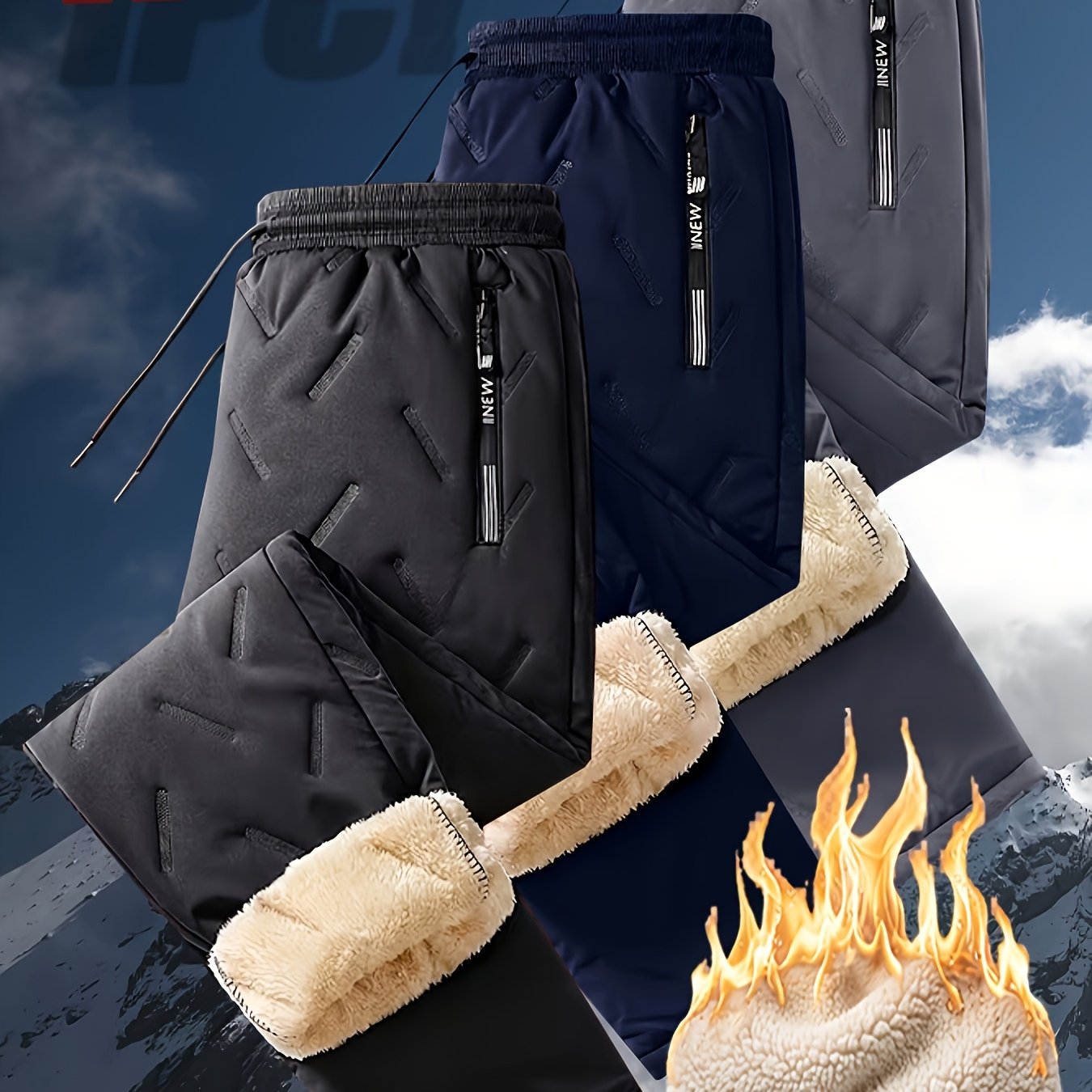 TEMU Men's Large-sized Warm Casual Sports Pants, With Increased Width And Length, Suitable For Obese Individuals. Made Of Soft Fabric, Featuring