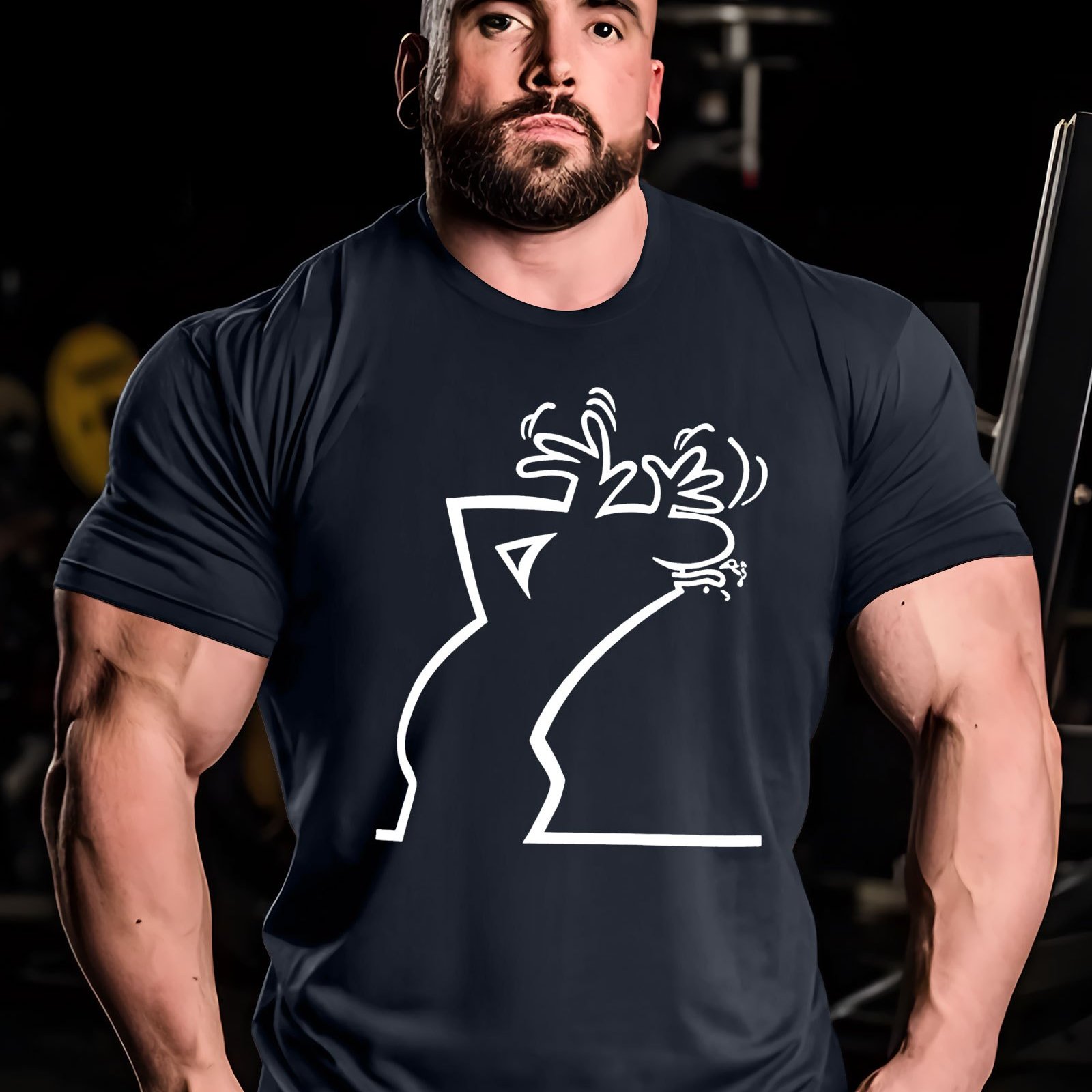 E-shop -T-Shirt in Übergröße für Herren, Kurzarm-Tennis-Shirt mit kleinem Mäuse-Aufdruck, lässige trendige Sommer-Oberteile für Männer, große kräftige