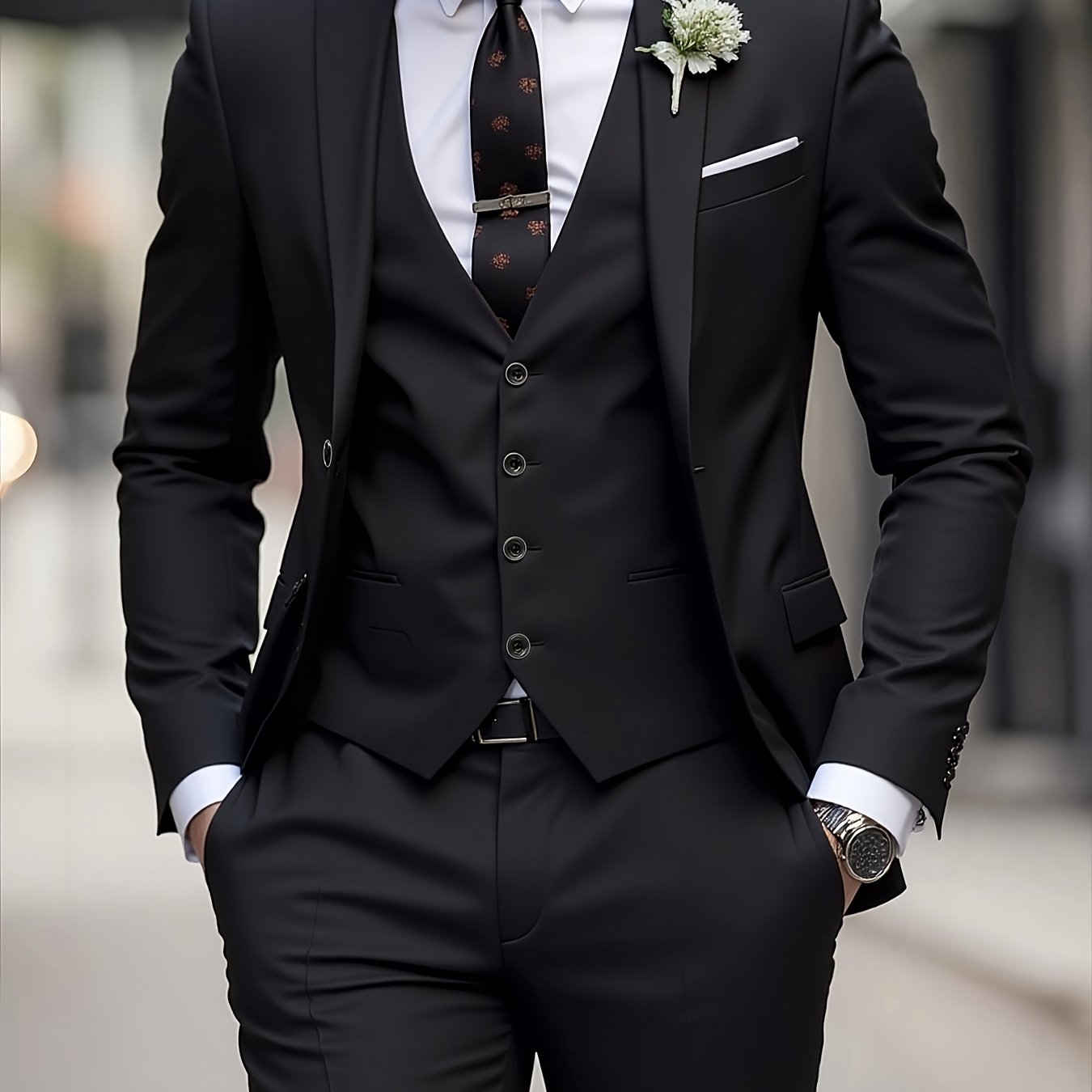 TEMU Men's Slim Fit 2pcs Suit, Single-breasted Blazer & Dress Pants, Formal Outfit For Special Occasions & Daily Wear