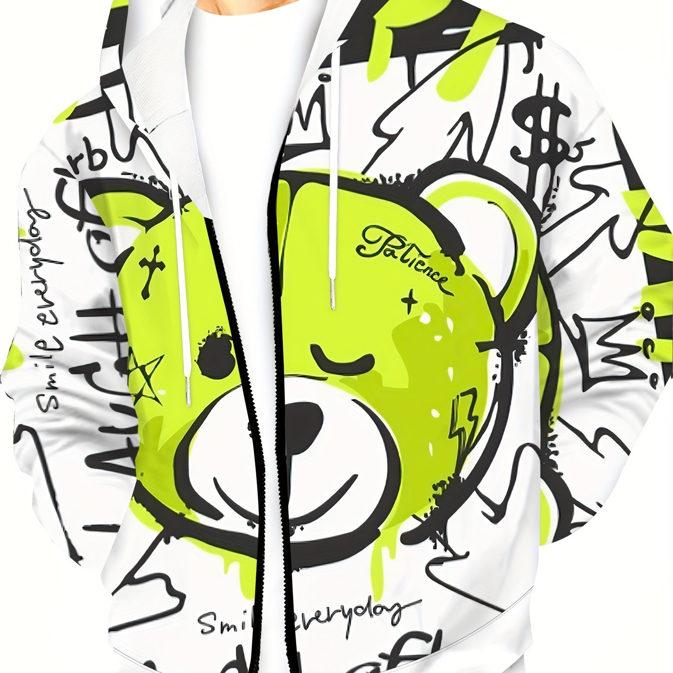 Men's Oversized Hoodie With Zipper, Plus Size
