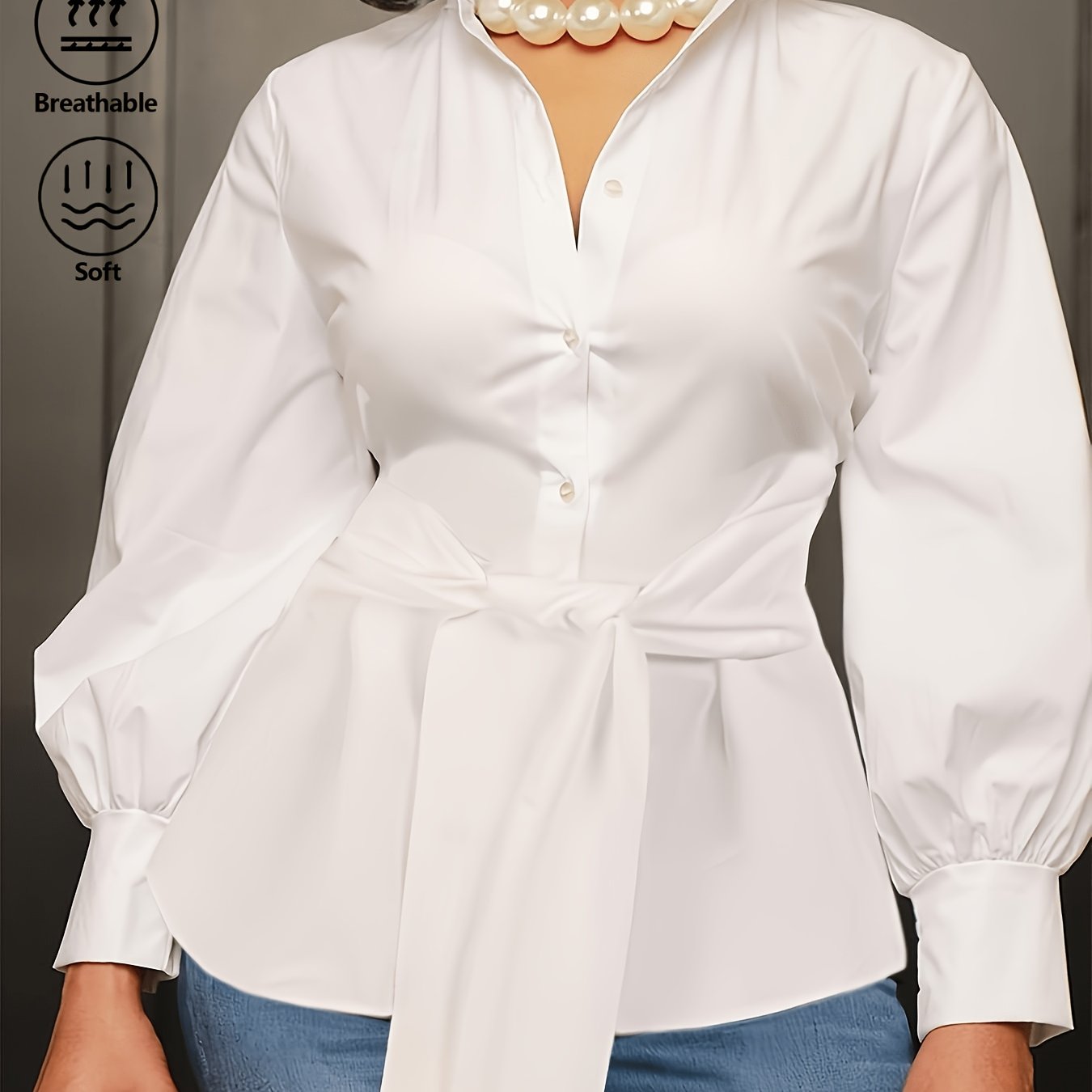 TEMU Plus Size Women's Elegant Collar Shirt