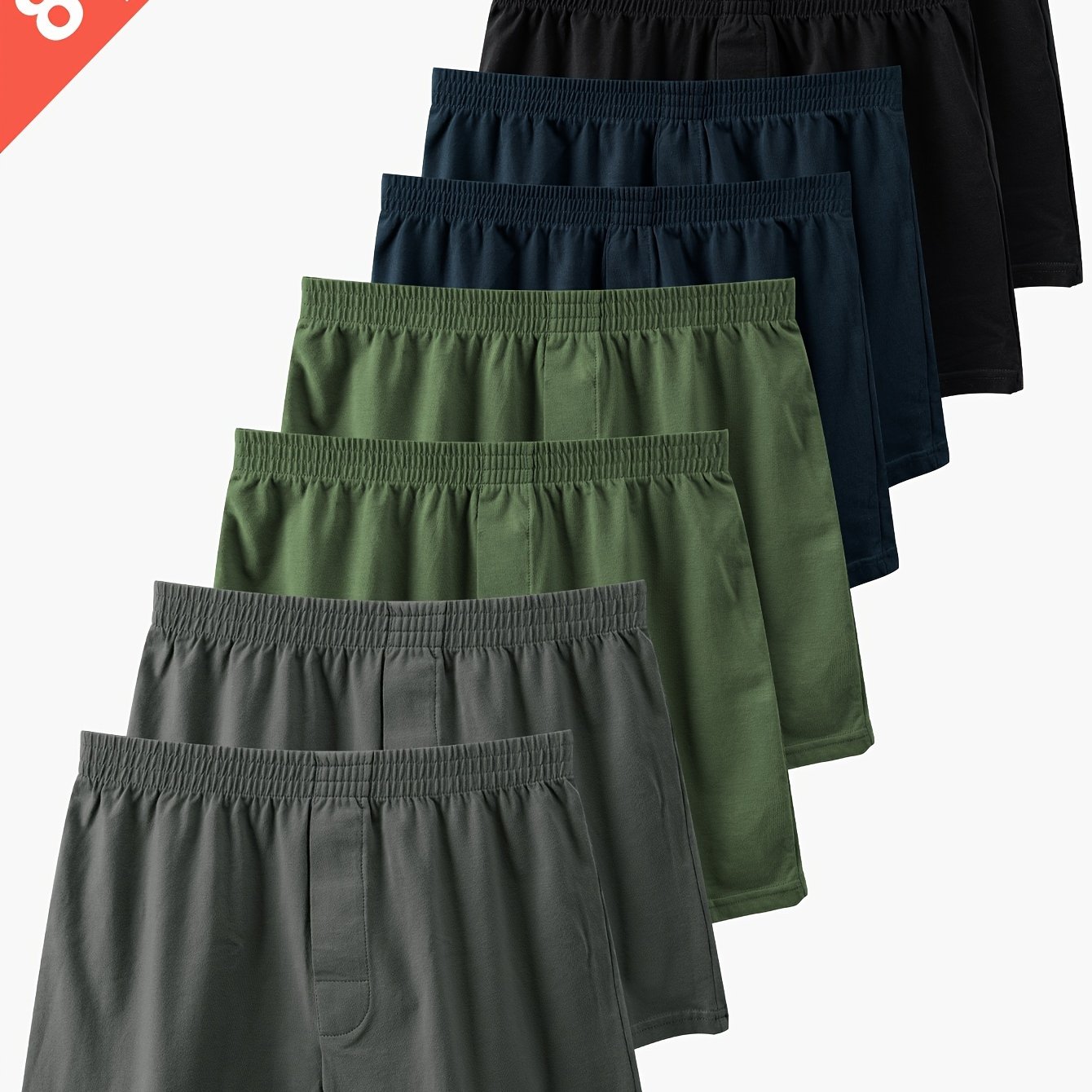 8pcs Men's Extended Boxer Briefs, Comfortable And Breathable, No-rise Cotton Underwear, Men's Shorts