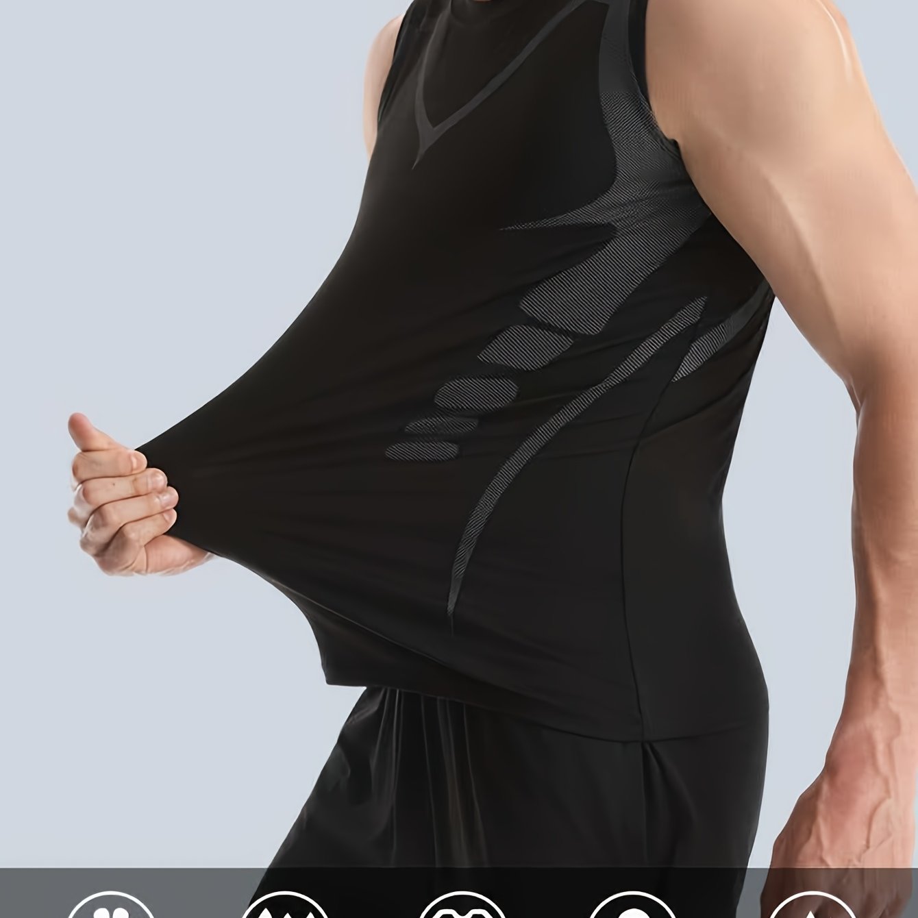 TEMU Men's Compression Vest Top, Quick-dry Breathable Sleeveless Shirt, Suitable For Gym Workouts, Running, And Training Activities