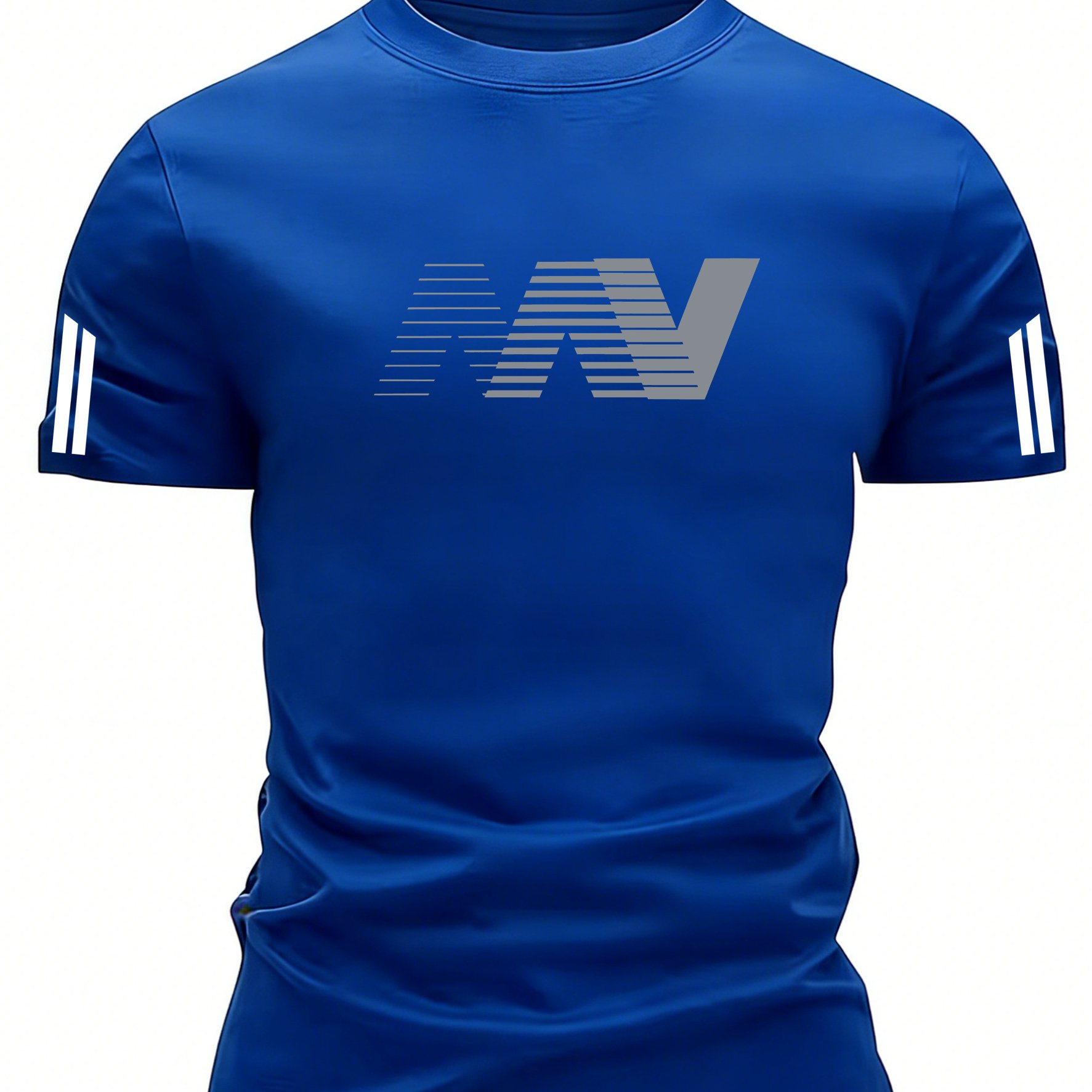 TEMU Men's Summer T-shirts, Comfortable, Breathable, Quick-dry Adult T-shirts, Easy Athletic N Letter Print Short Sleeve T-shirt! Sense N Letter With
