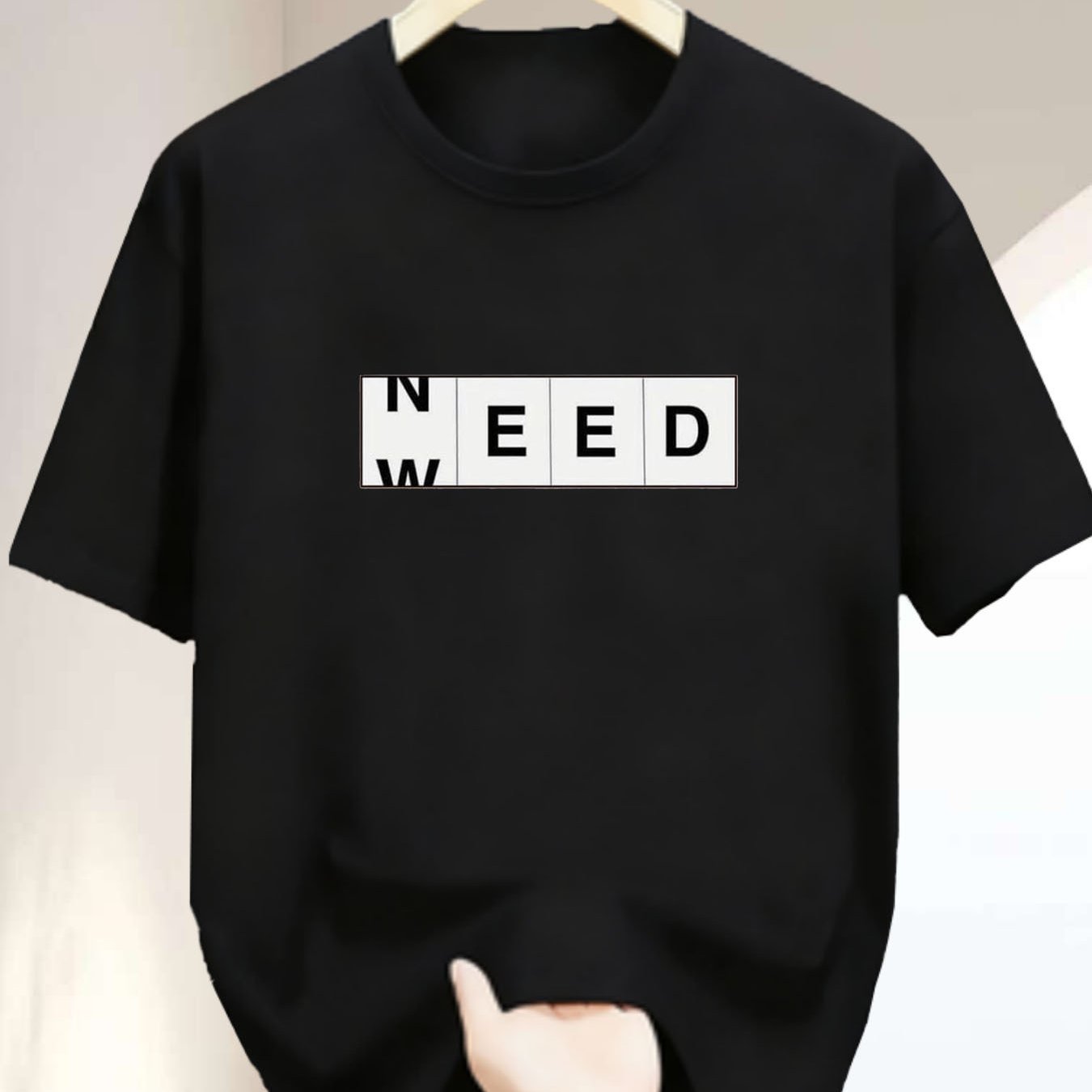 TEMU Men's Trendy Style Hemp Leaf Text Print T-shirt Outdoor Casual Crew Neck Short Sleeve Top (washable)