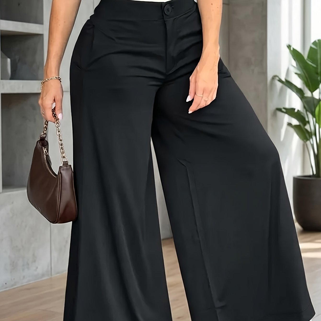 TEMU Casual Fashion Loose Wide-leg Pants, Elegant Easy Style, Suitable For Daily Wear