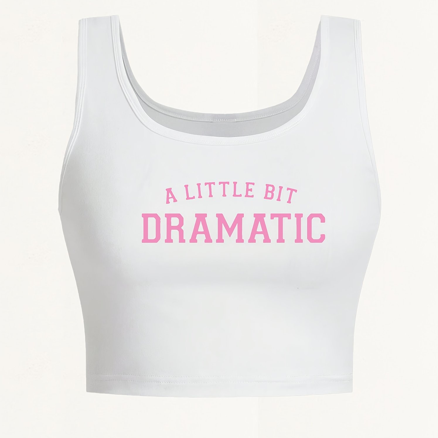 TEMU " Dramatic" Letter Print Crop Tank Top, Sleeveless Casual Top For Summer & Spring, Women's Clothing