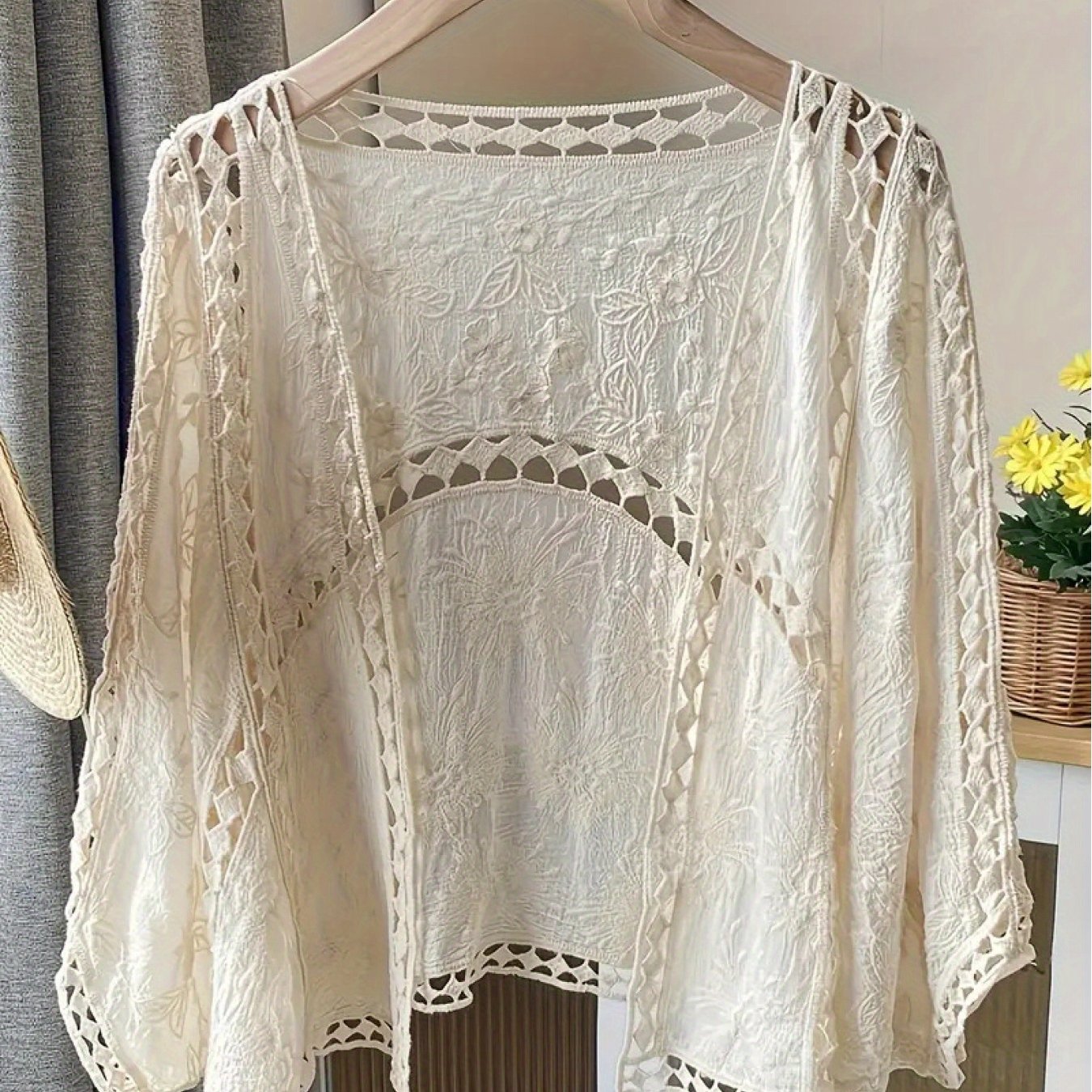 TEMU New Women's Elegant Cardigan, Lightweight Cover, Hollowed Out Jacket