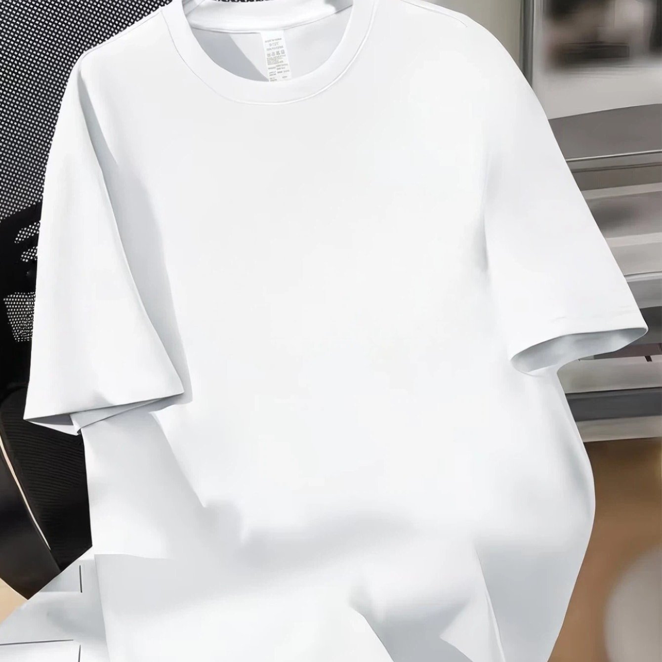 TEMU [breathable Summer Tee] Men' Plain No Print Crew Neck Short Sleeve Outdoor Casual Top, Basic Inner Layer For Daily Wear