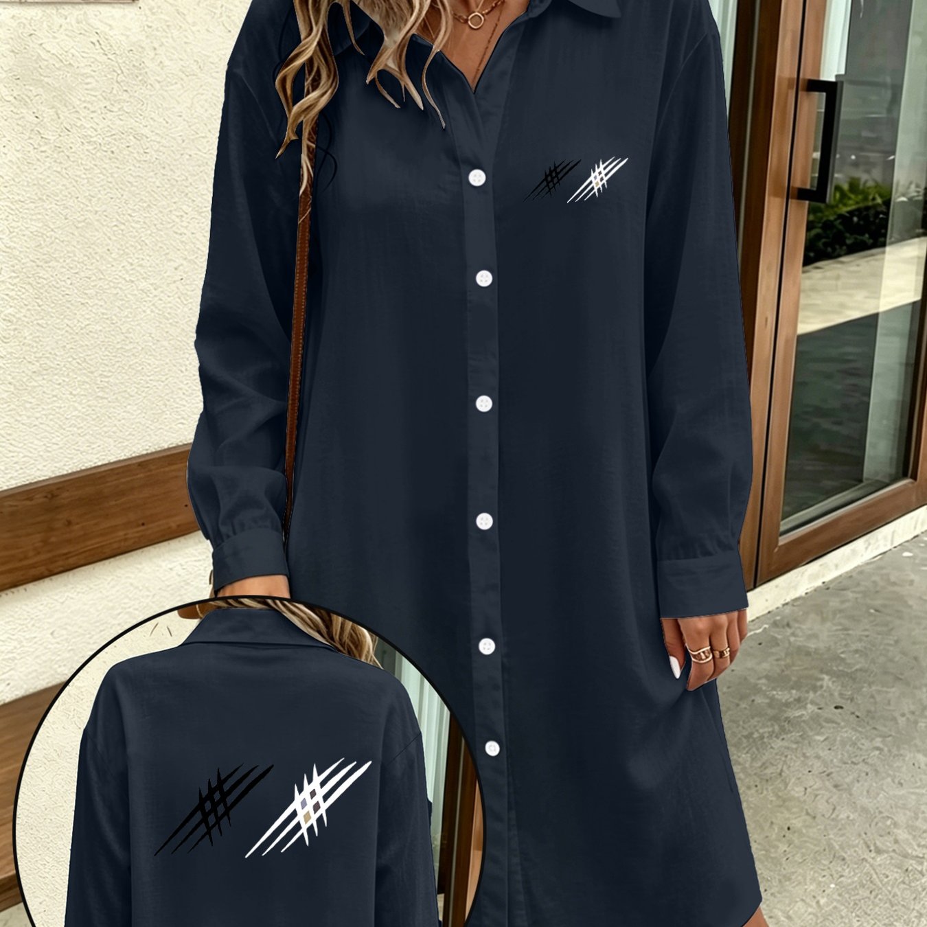 TEMU 1pc Fashionable Long-sleeve Shirt, With A Loose Fit Suitable For Body Types, New Y2k , Women's Elegant Commuting And Vacation Wear, Casual