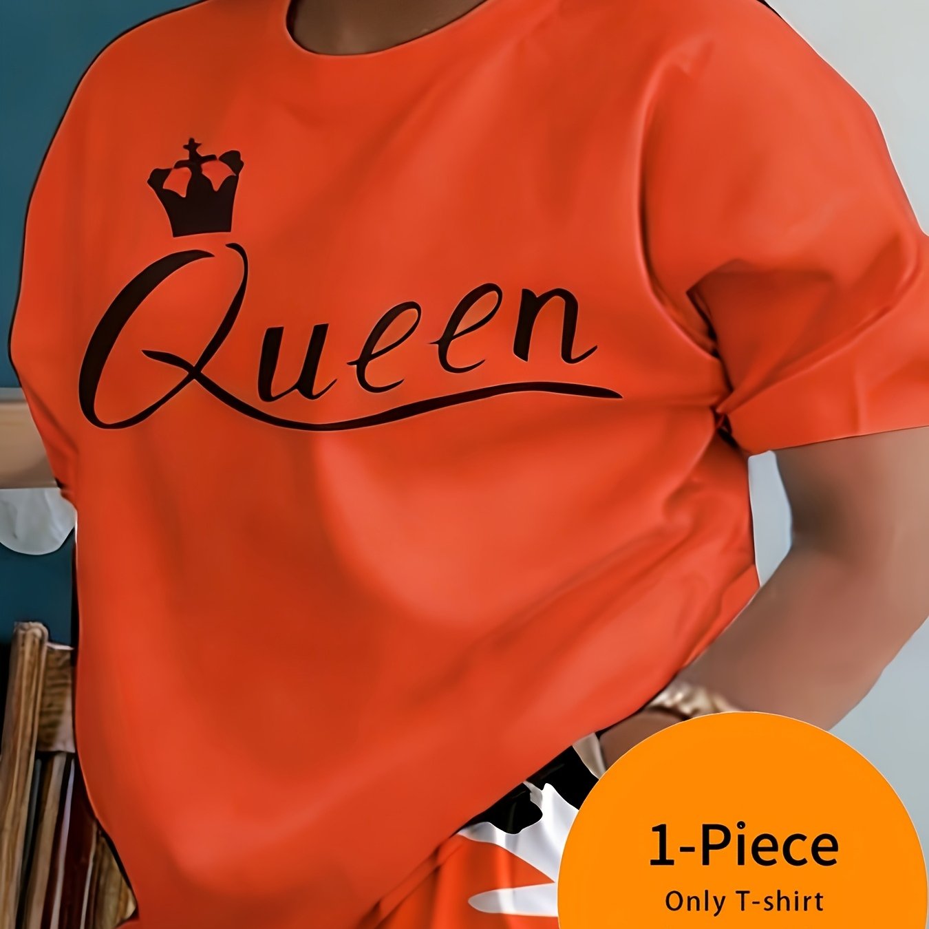 TEMU Women's Regular-fit T-shirt With Minimalist Print | Geometric-pattern, , Perfect For Holidays & Daily Wear, Full Size Range