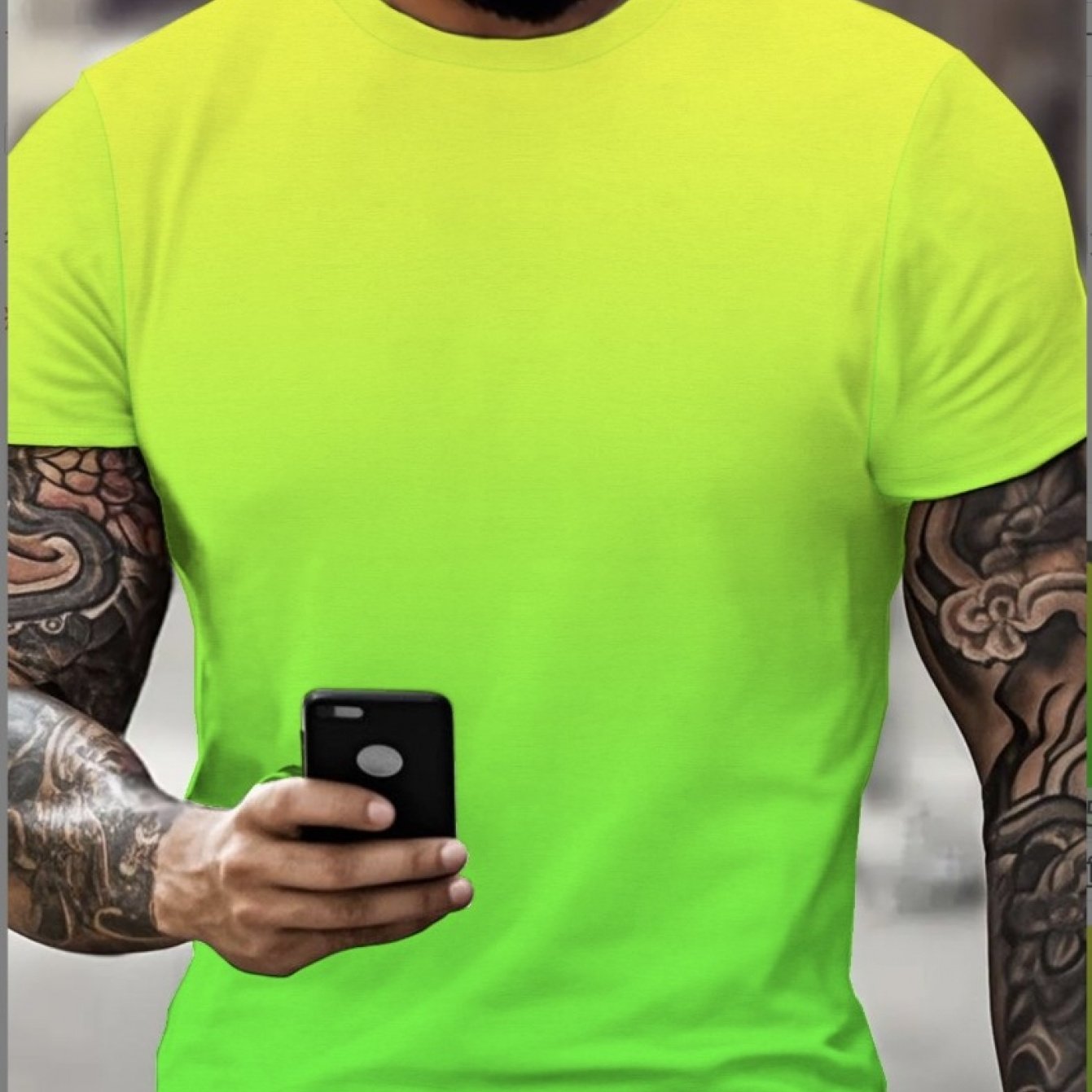 TEMU Men's Neon Lime T-shirt - Fluorescent -green & Lime Suitable For Casual, Party Wear, Night Out | Lightweight Breathable Crew Neck Short Sleeve