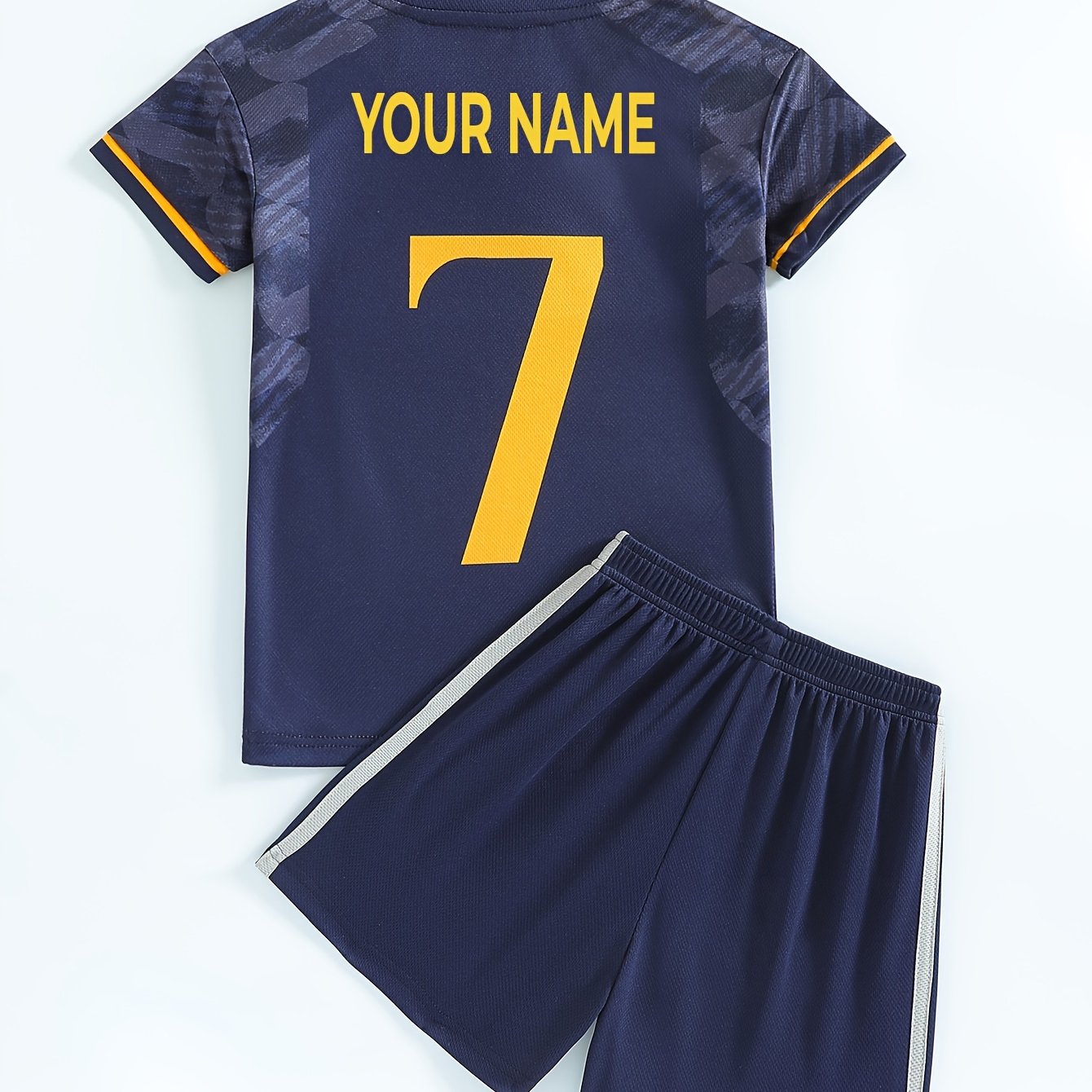 TEMU Boys' Custom #7 Jersey & Shorts Set - -dry, Polyester For Training & Competition, For