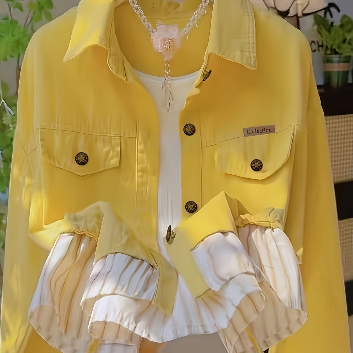 TEMU 春秋ファッションストライプパッチワークトップ