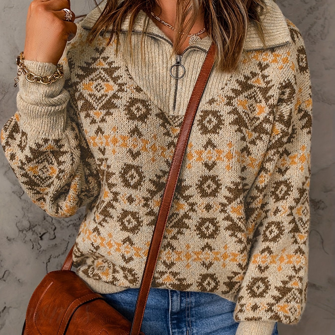 [tier ] New Women's Clothing Drawing Turtleneck Zipper Drop Shoulder Long Sleeve Ribbed Autumn Winter Style Casual Pullover