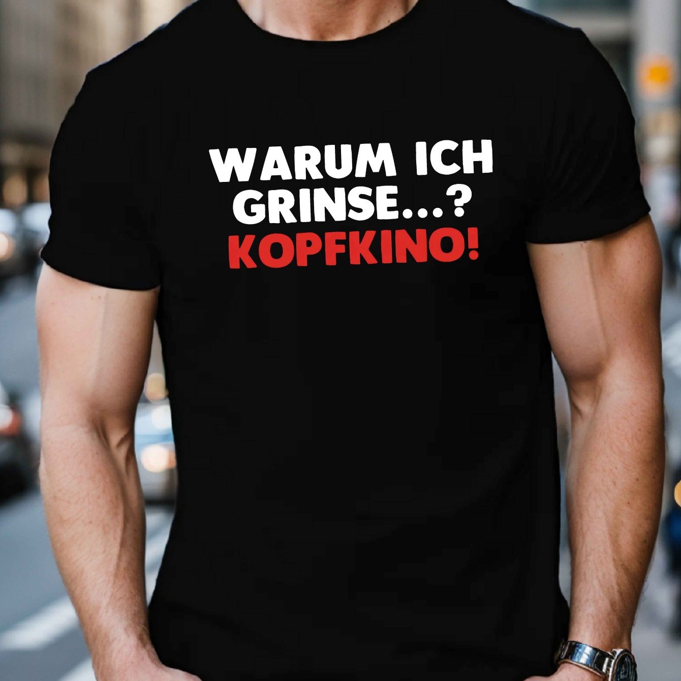 TEMU Men's Funny German Slogan T-shirt, Casual Crew Neck, 100% Polyester Knit Fabric, Stretch, Regular Fit, Geometric Pattern, Summer Top - Black