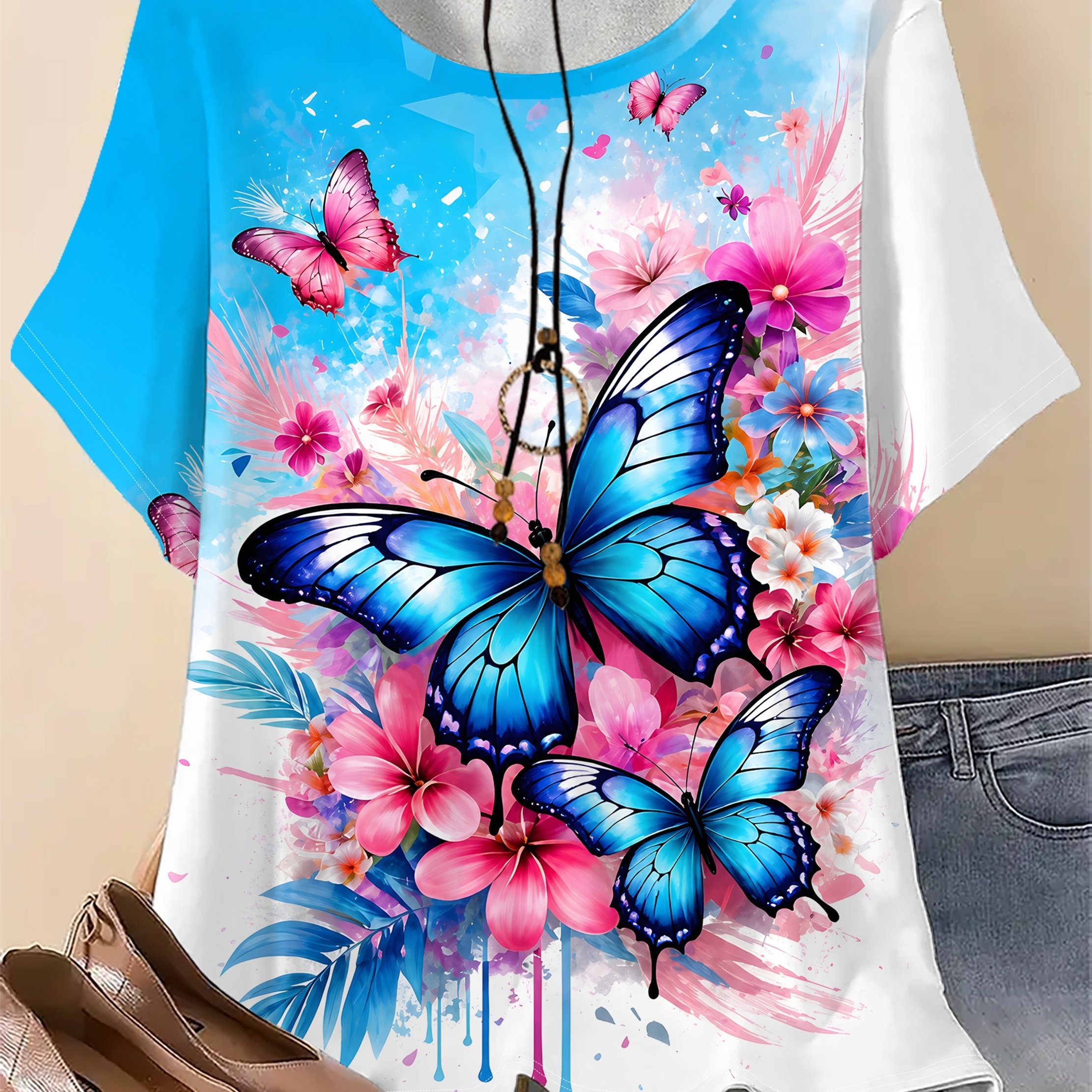 TEMU Plus Size - Plus Size - Plus Size - Plus Size - Print T-shirt - Casual Short Sleeve Round Neck Top - Spring Summer Fashion Comfortable - Women's