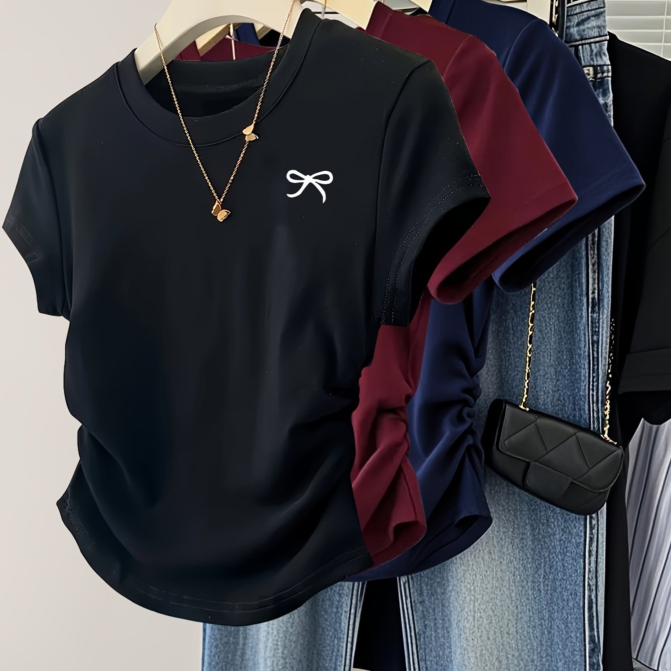 TEMU Women's Bow T-shirt (3pcs Pack)