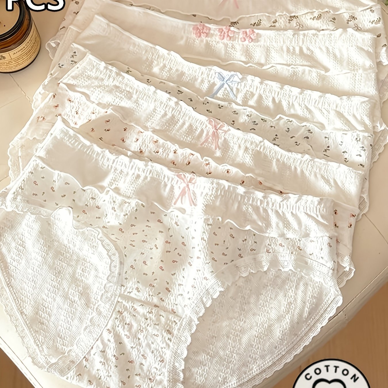5-pack Seamless Sweet Floral Breathable Jacquard Women' Briefs