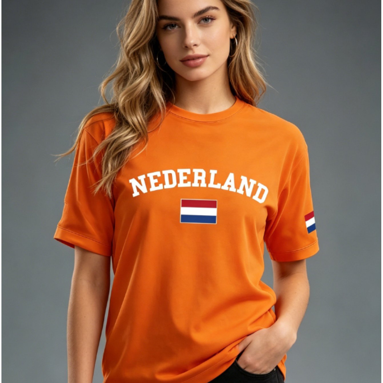 TEMU [print Design – Not Texture] New Summer Fashion Trendy Women's T-shirt, Summer Women's T-shirt With Dutch Theme Orange Flag Print Breathable Fan