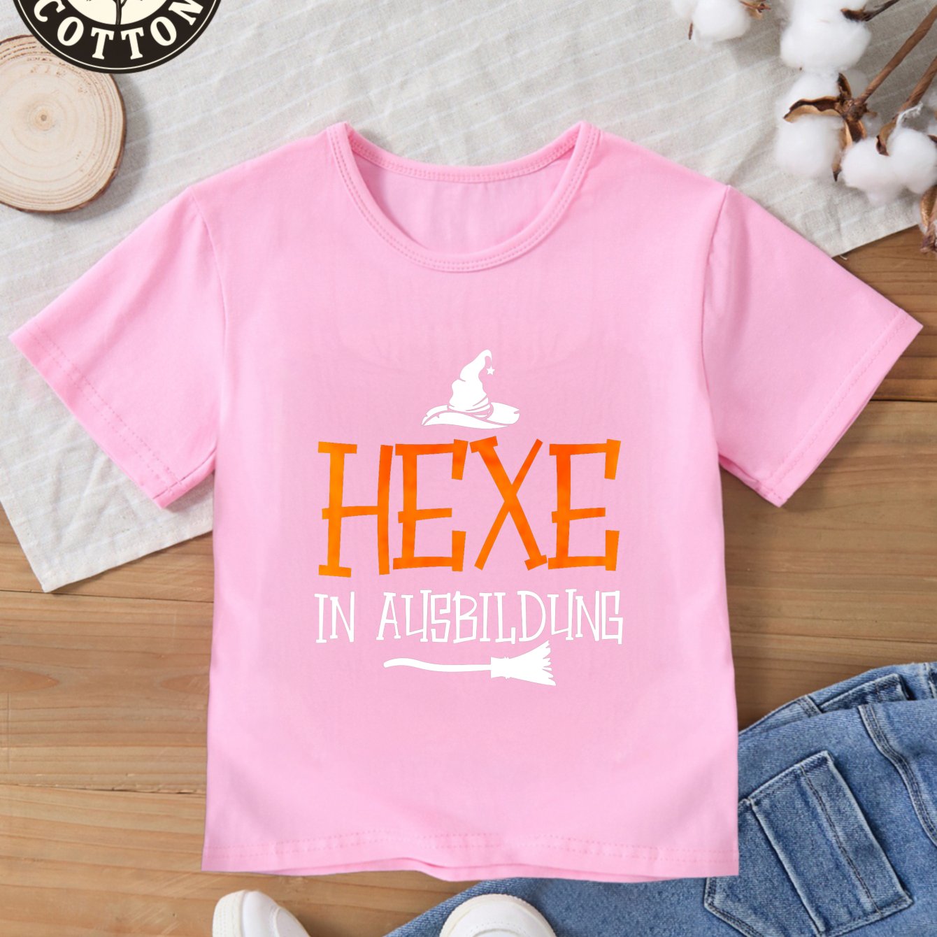 Image of Halloween Summer Cotton T Shirt Witch Printed Design Gift For Boys And Girls Party Wear Kids T Shirt