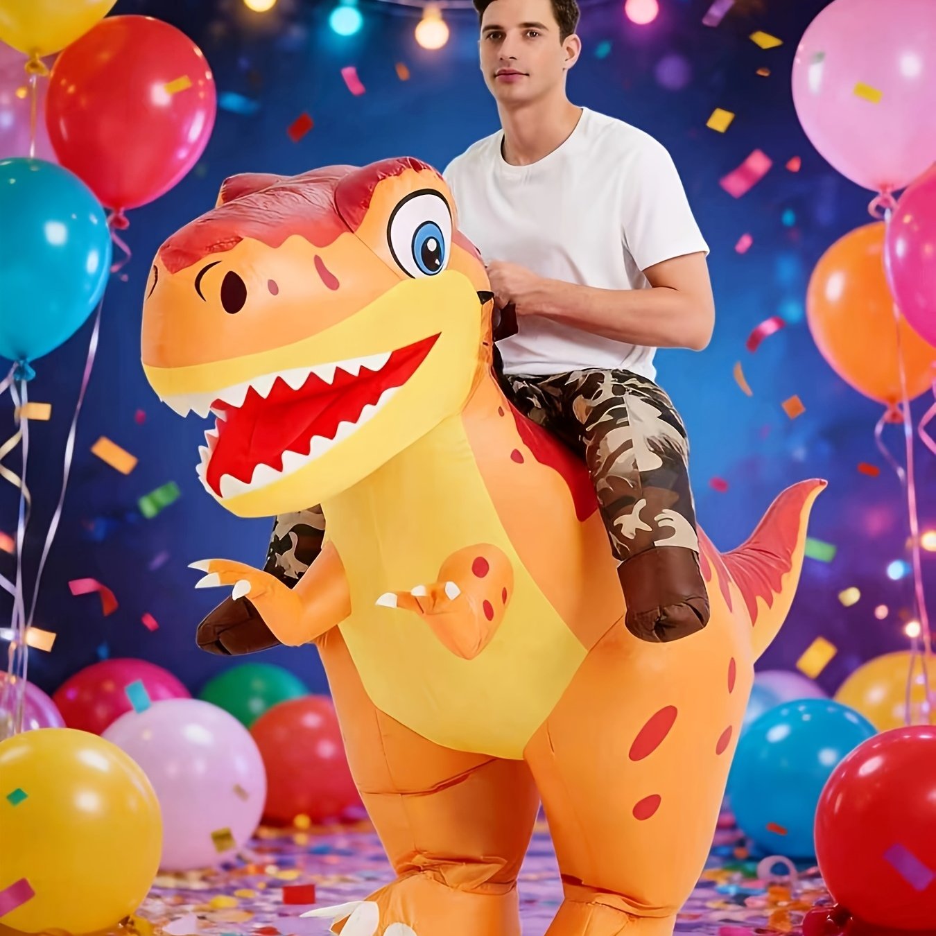 Image of Carnival Party Dinosaur Inflatable Costume, Full Body Suit For Adults, Suitable For Parties, No Size Measurement Required