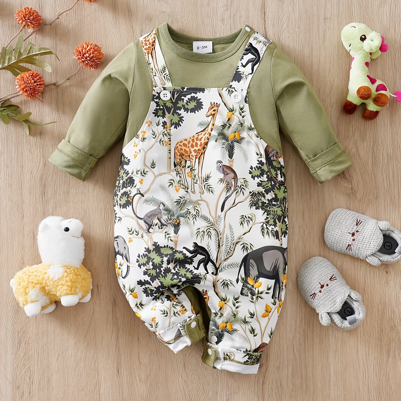 Animal Print Long-sleeve Bodysuit For Spring And Autumn, Outdoor
